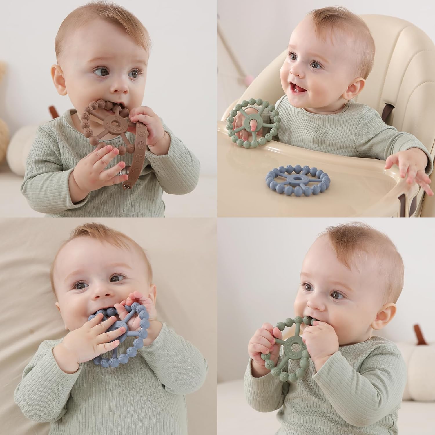 Detalle de Seposeve 3-Pack Silicone Ring Teethers with Five Textures for Babies