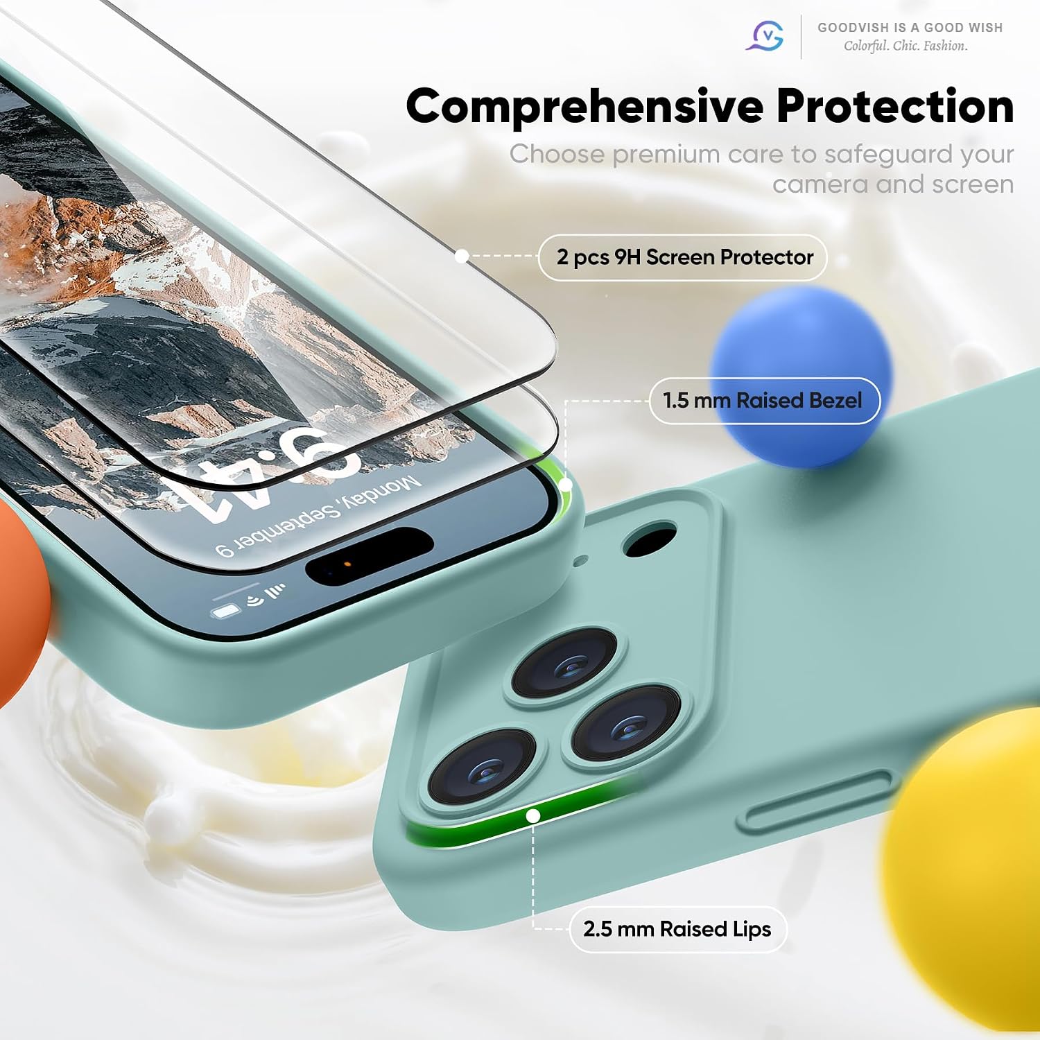 Detalle de GOODVISH 3 en 1 Funda iPhone 17 Pro 6,3" verde claro