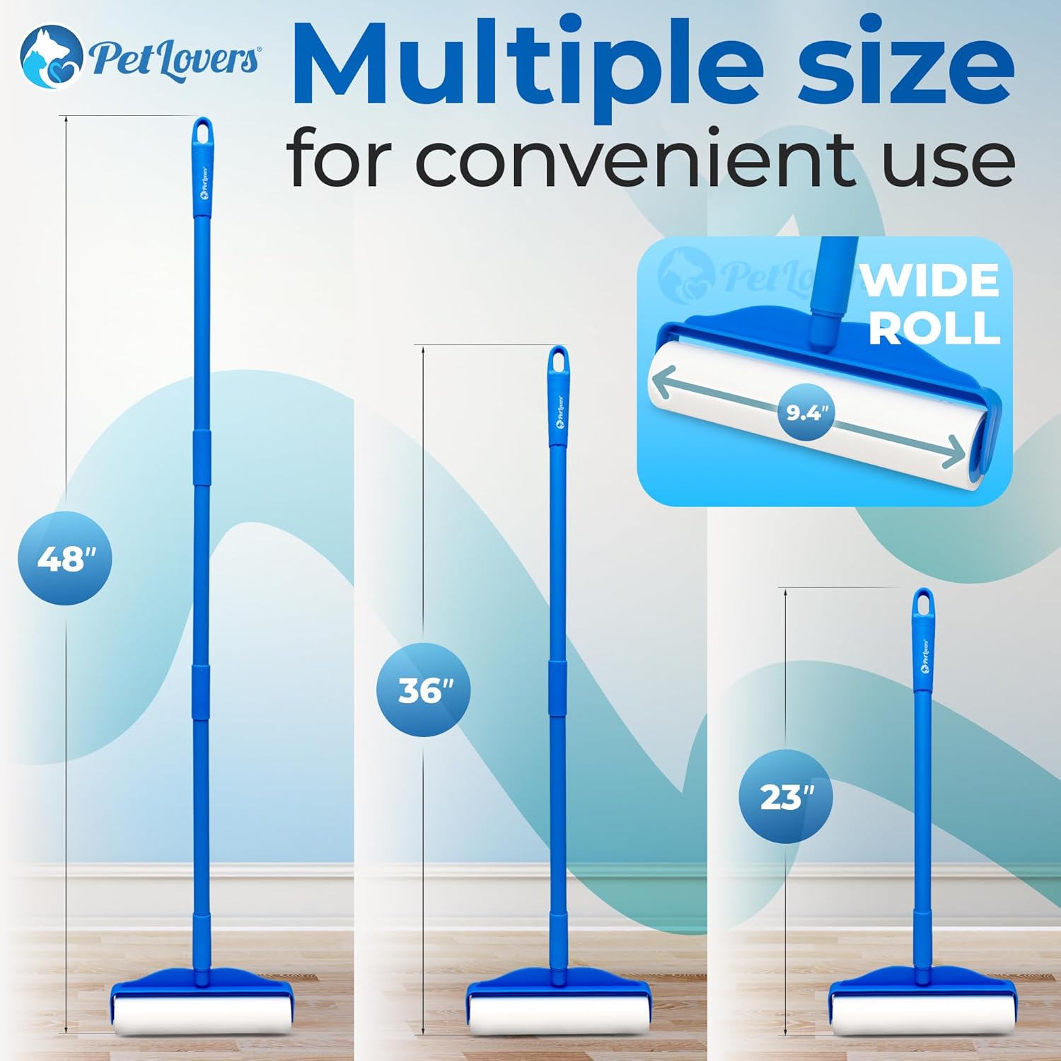 Detalle de PetLovers Large Lint Roller with 3 Refills: 360 Sheets for Pet Hair Removal