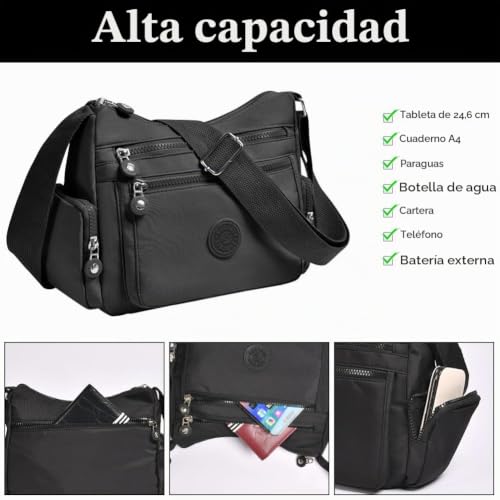 Detalle 2 de Aucuu bolso bandolera de nailon