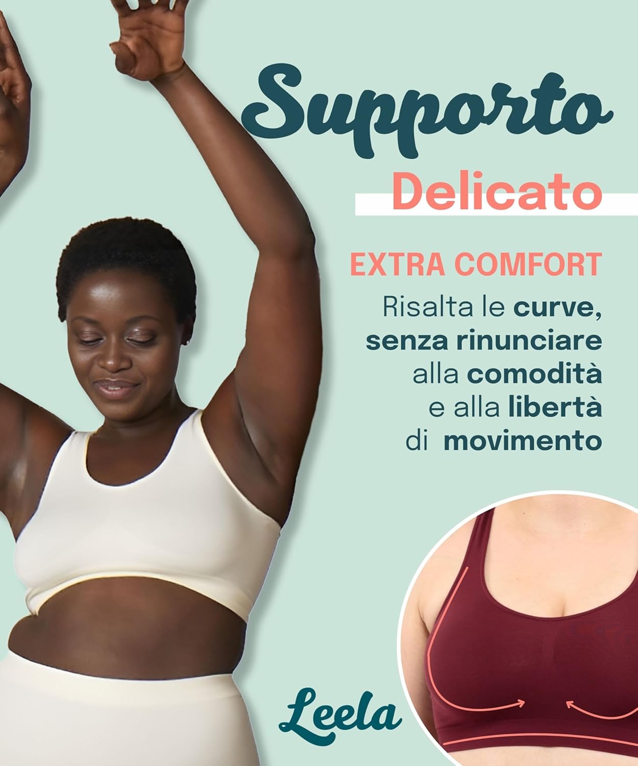 Thumbnail 2 de LEELA LAB Bralette Donna Taglie Forti - senza ferretto, seamless, Made in Italy
