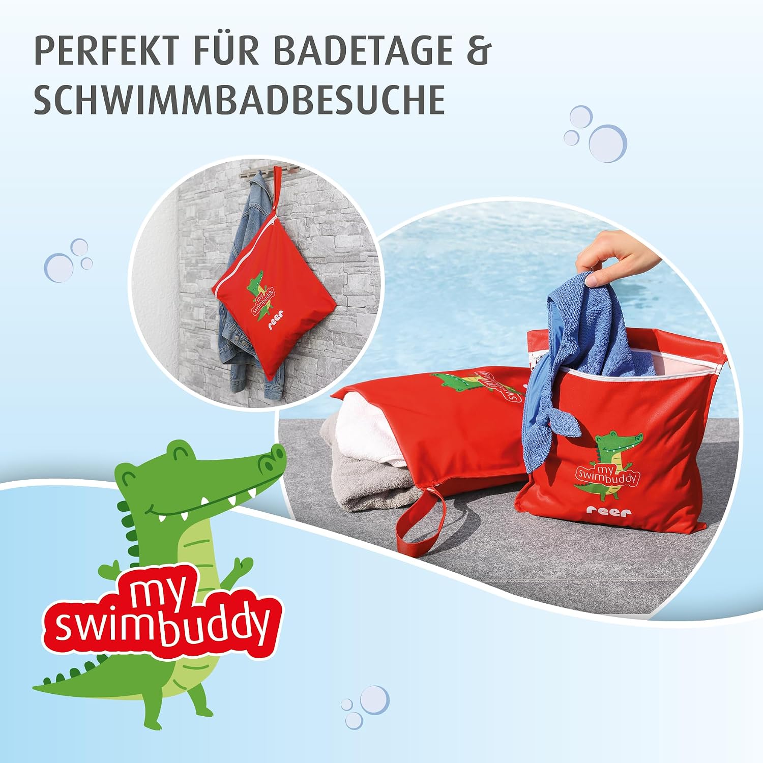 Detalle 2 de reer myswimbuddy Wetbag-Set mit 2 Größen (Nassbeutel für Kinder und Erwachsene)
