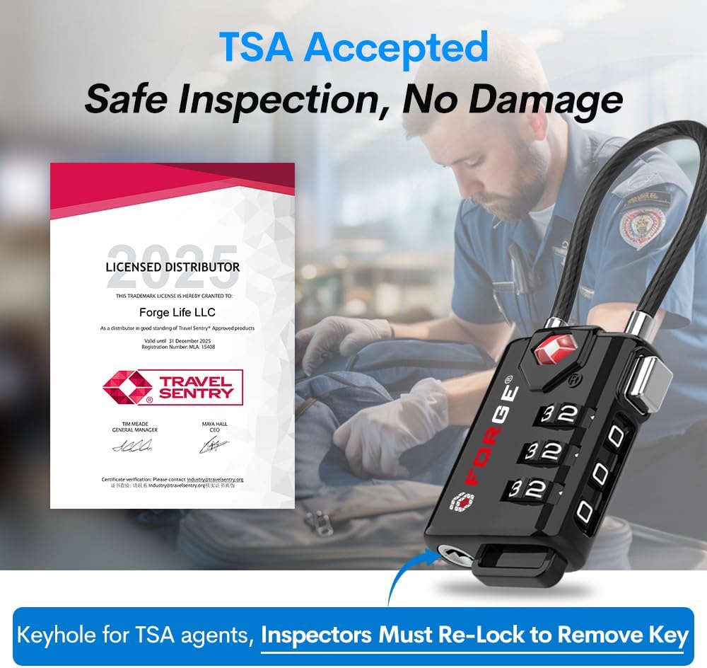 Detalle 2 de TSA Approved Cable Luggage Locks 2-Pack 🔒