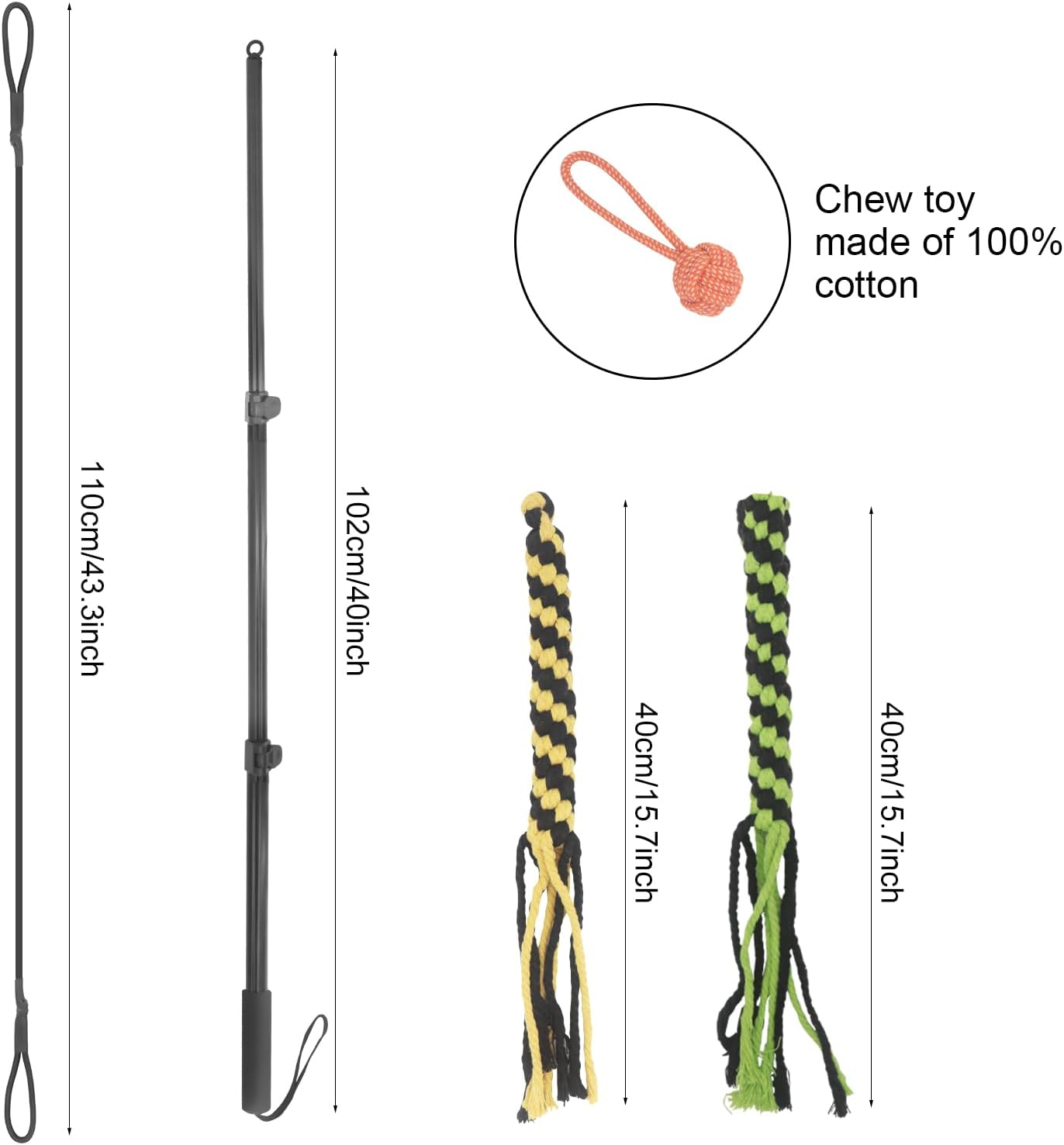 Detalle 2 de MoYouno Flirt Pole 102 cm dog training toy