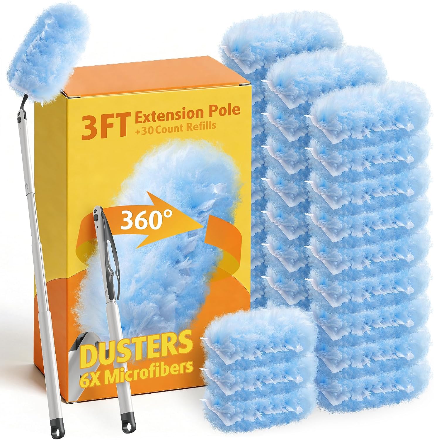 30 Count Heavy Duty Duster Refills with 3 ft Extendable Handle Starter Kit