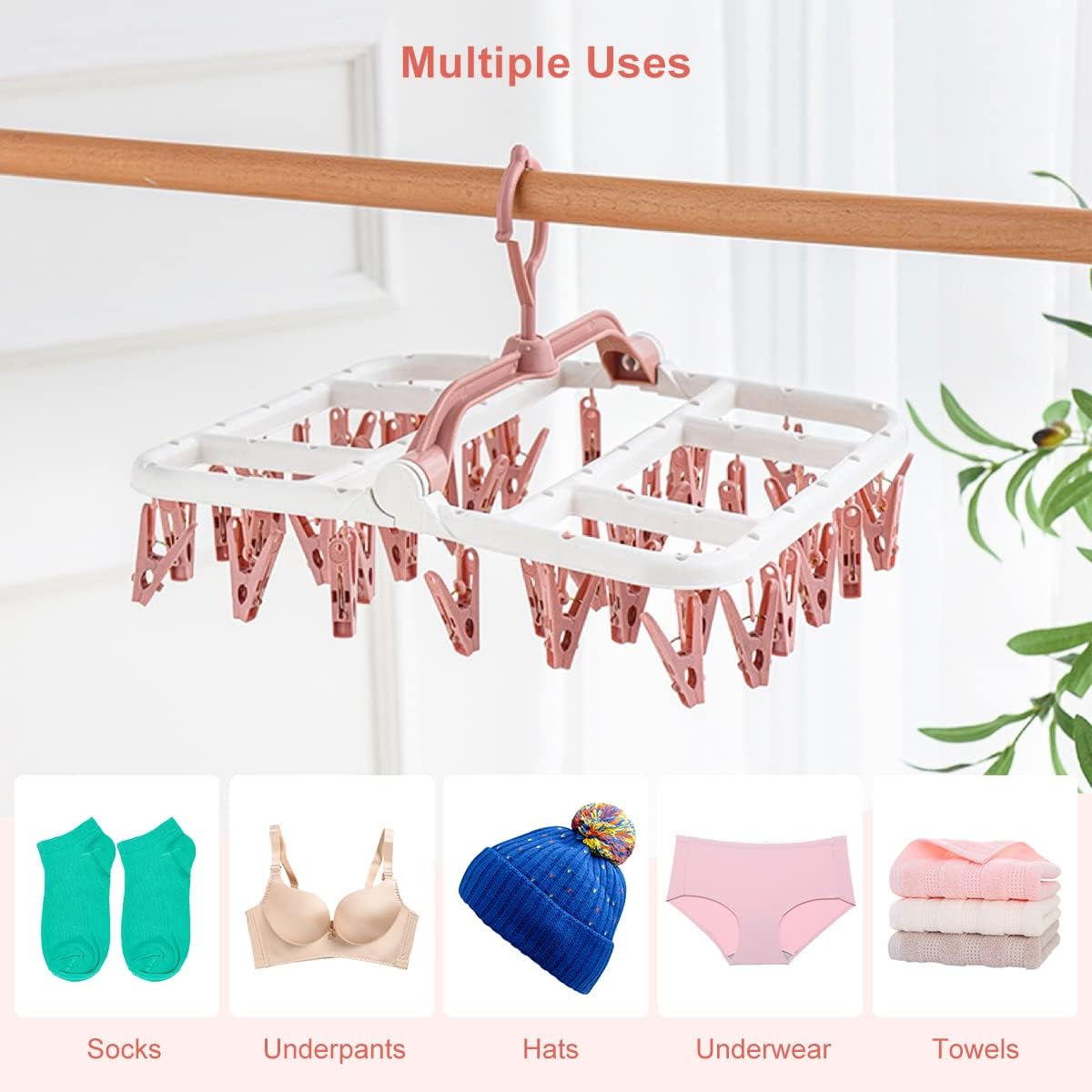 Thumbnail 3 de Sock Dryer 40 Pegs Foldable Rack