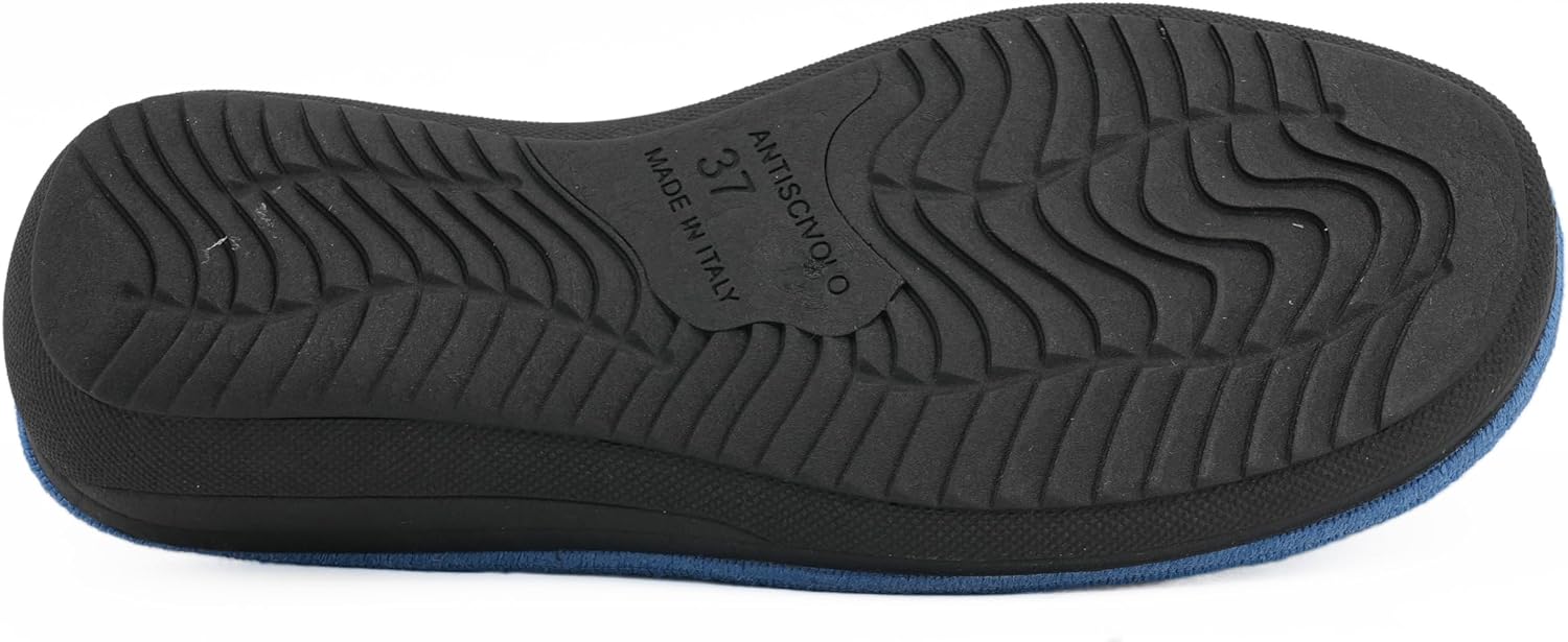 Detalle de JOMIX damespantoffels met sleehak en hartpailletten, orthopedisch