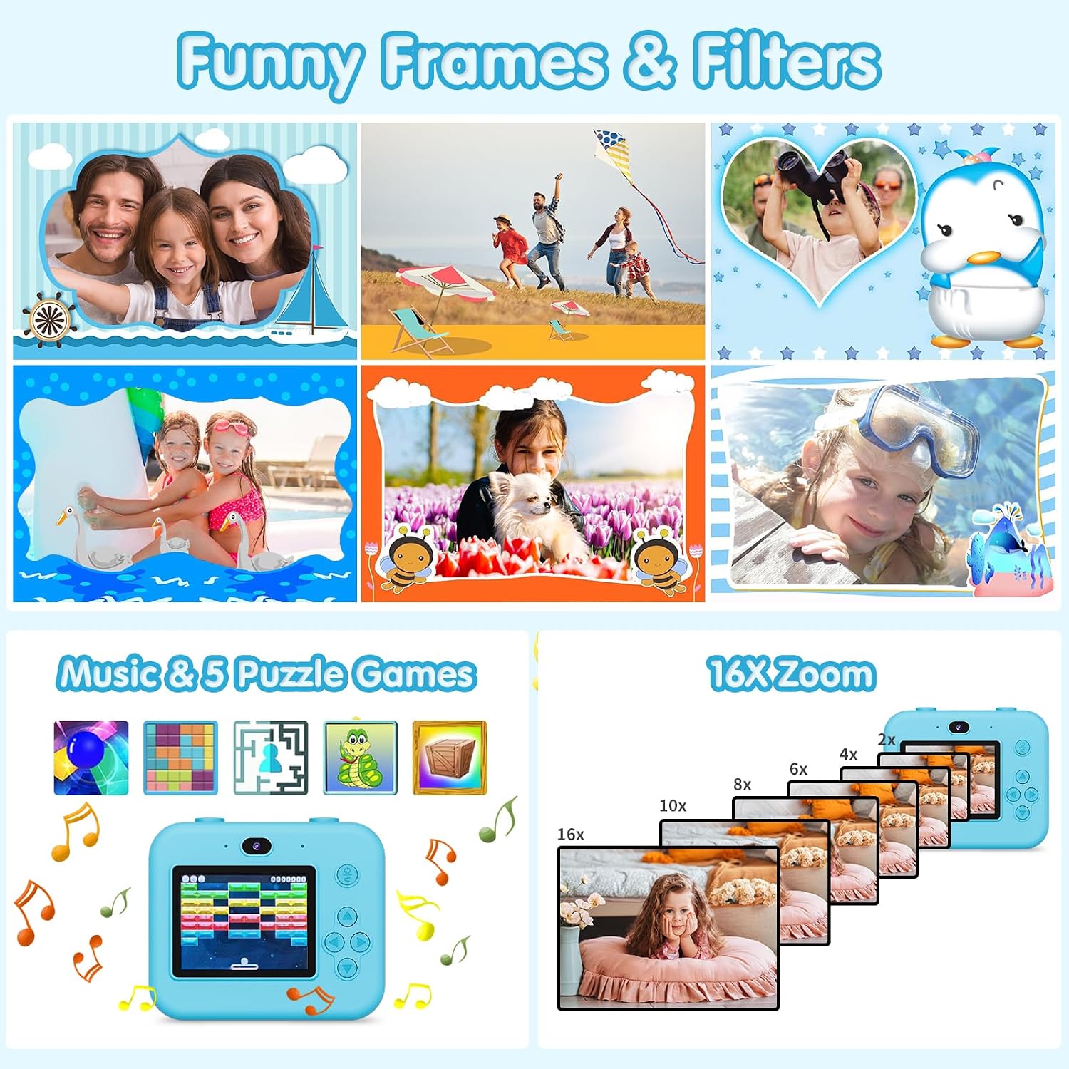 Detalle 2 de Kinder-Sofortbildkamera 1080P für Kinder