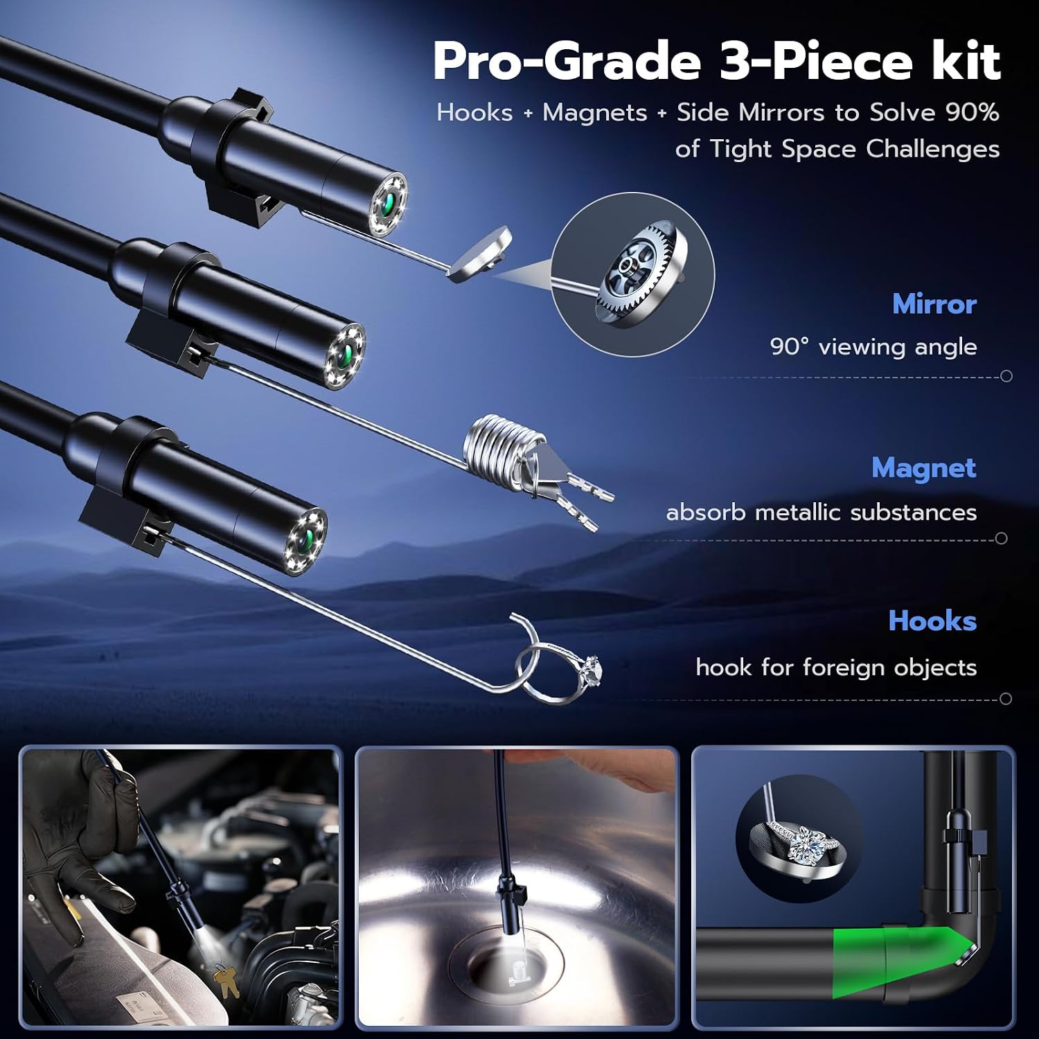 Thumbnail 4 de Endoscope Inspection Camera with 4.3" IPS Screen – 1080P Borescope with 5m Cable