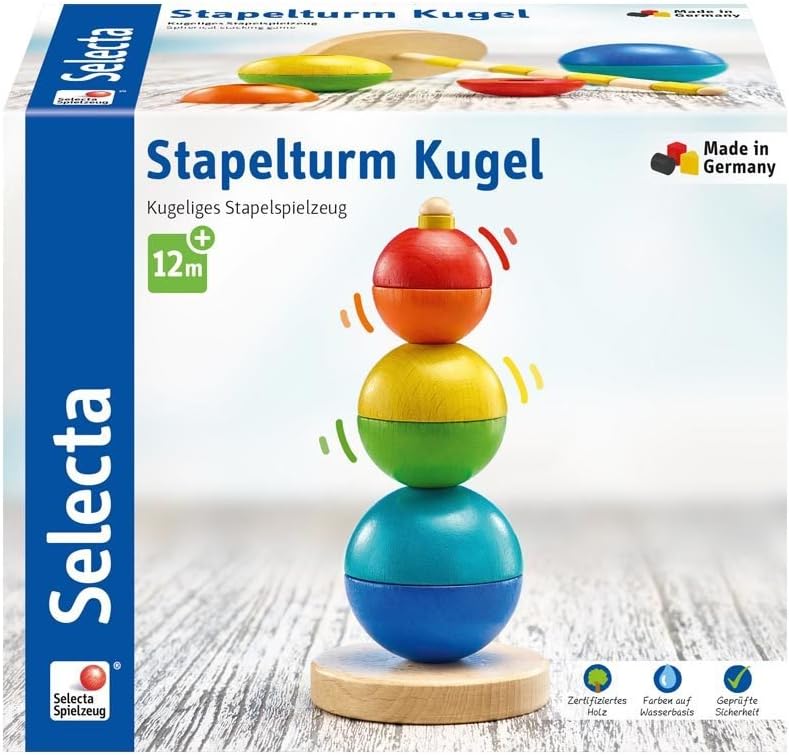 Detalle de Selecta 62002 Kugel Stapelturm – Holzspielzeug, 16 cm, Bunt