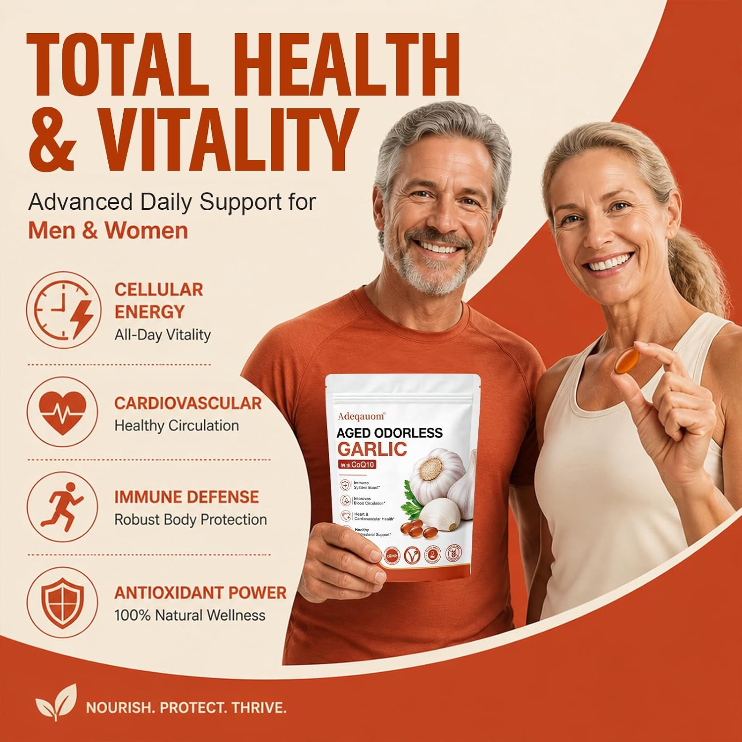 Detalle 2 de Adeqauom Aged Garlic Extract Softgels, 1200 mg, with Ubiquinol and Vitamin K2