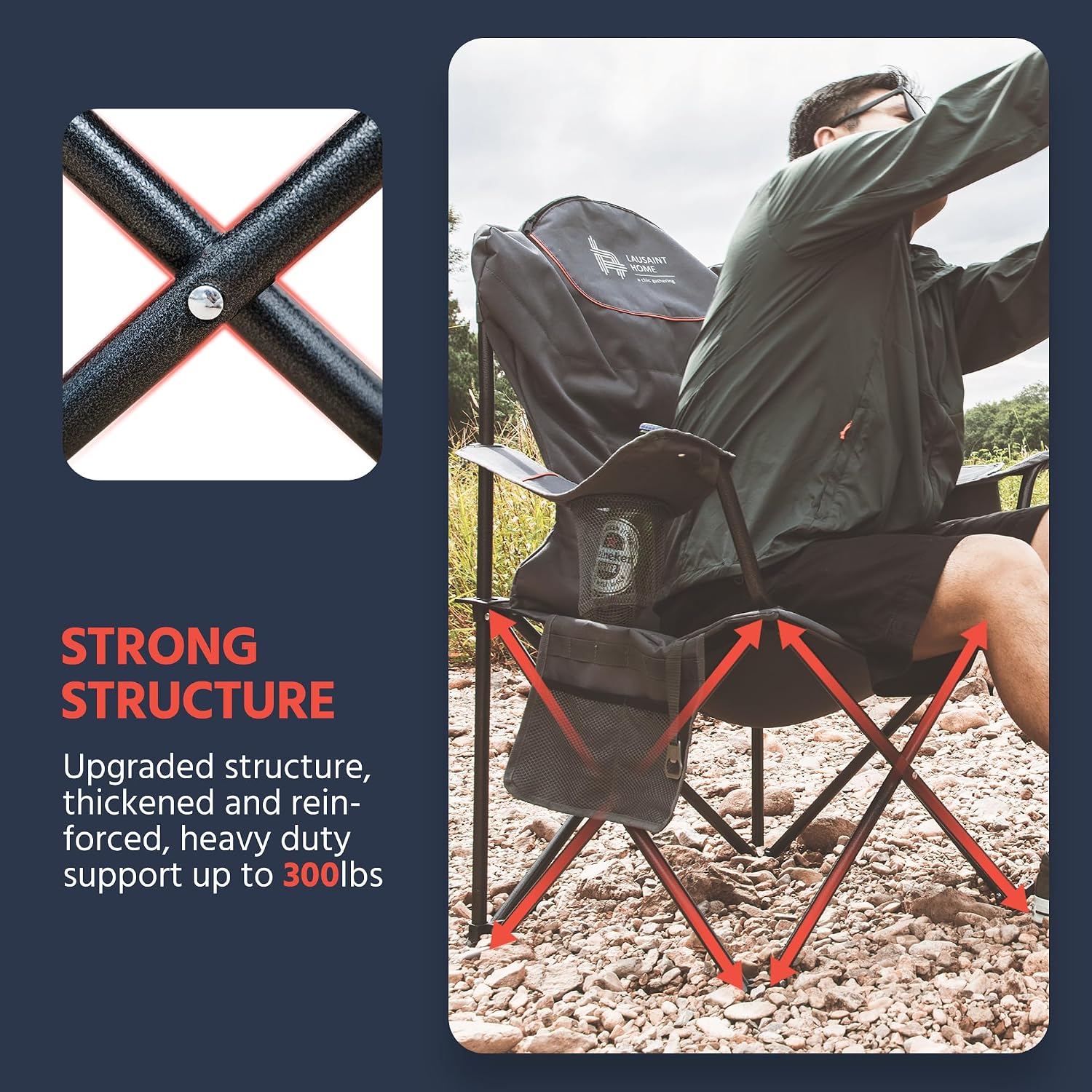 Thumbnail 3 de OUTSIDER Folding Camping Chair: Heavy-Duty, Oversized Outdoor Chair for 160kg Capacity