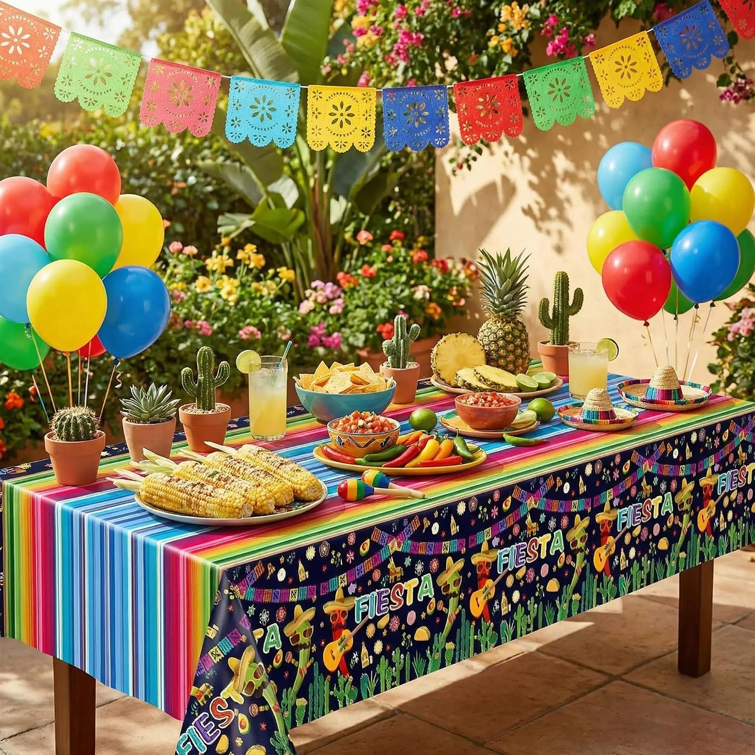 Detalle 1 de Mexican Fiesta Disposable Tablecloth 54 × 108 Inches
