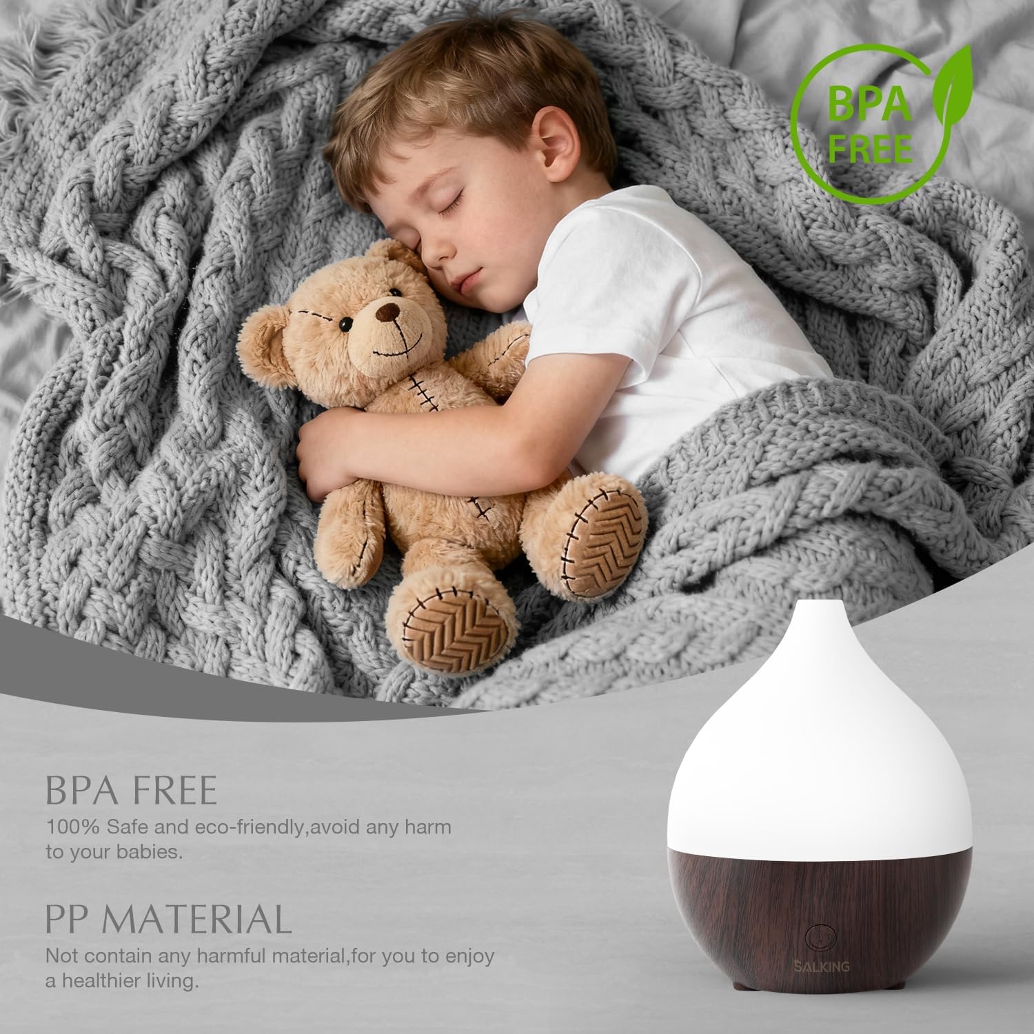 Thumbnail 5 de SALKING Essential Oil Diffuser 100ml – Small Ultrasonic Diffuser with Auto Shut-Off (Dark Wood)