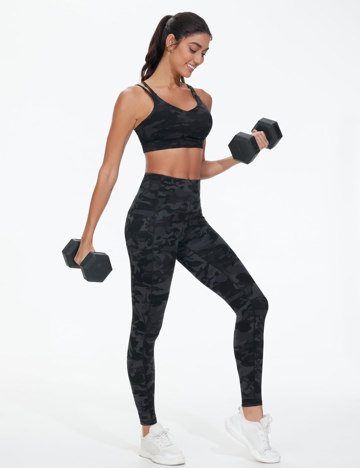Detalle de THE GYM PEOPLE Reggiseno sportivo da donna con doppia cinghia e spalline imbottite