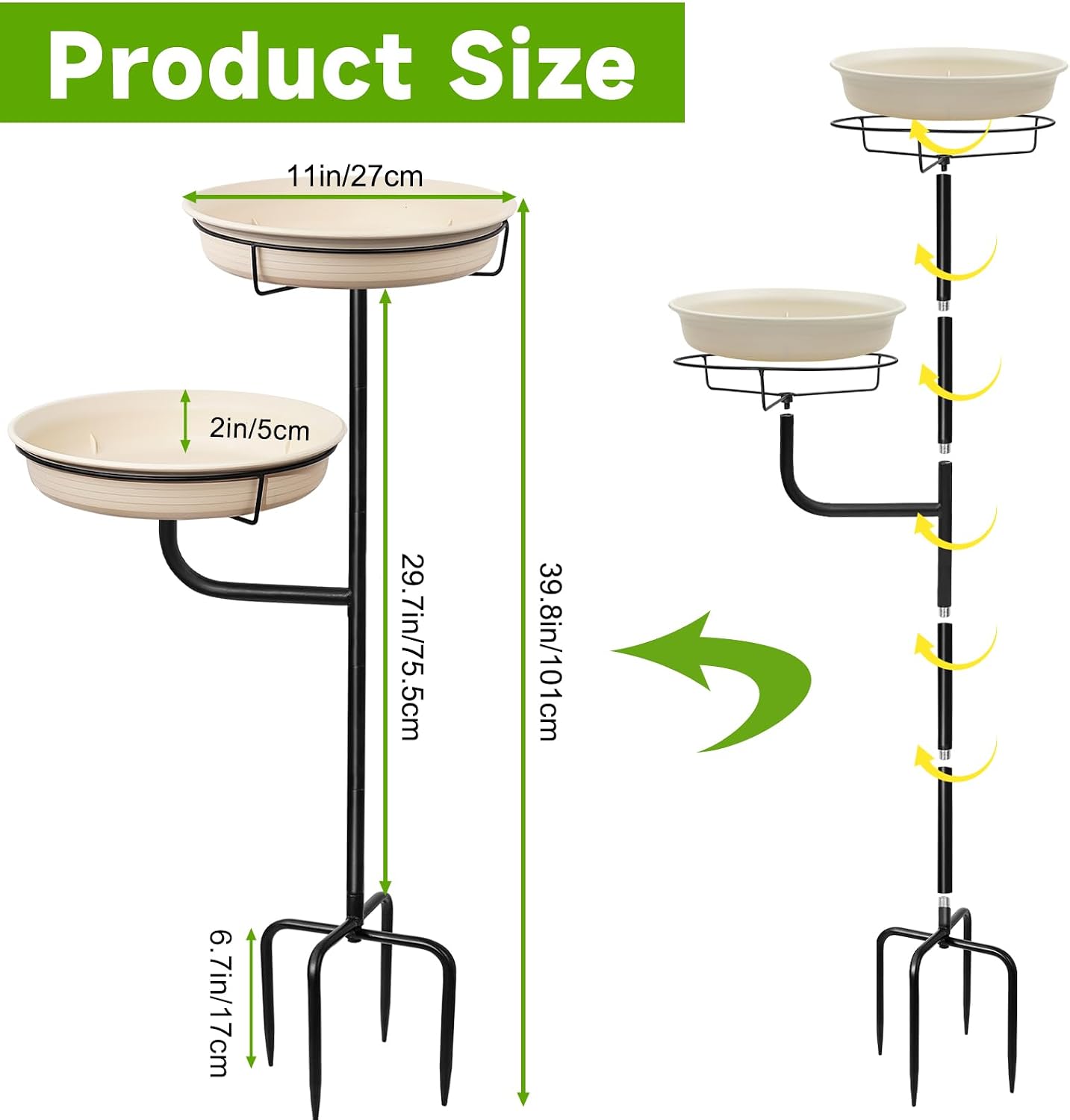 Detalle 2 de YALINKA US-QY20230812-01 Freestanding Bird Bath and Feeder, White