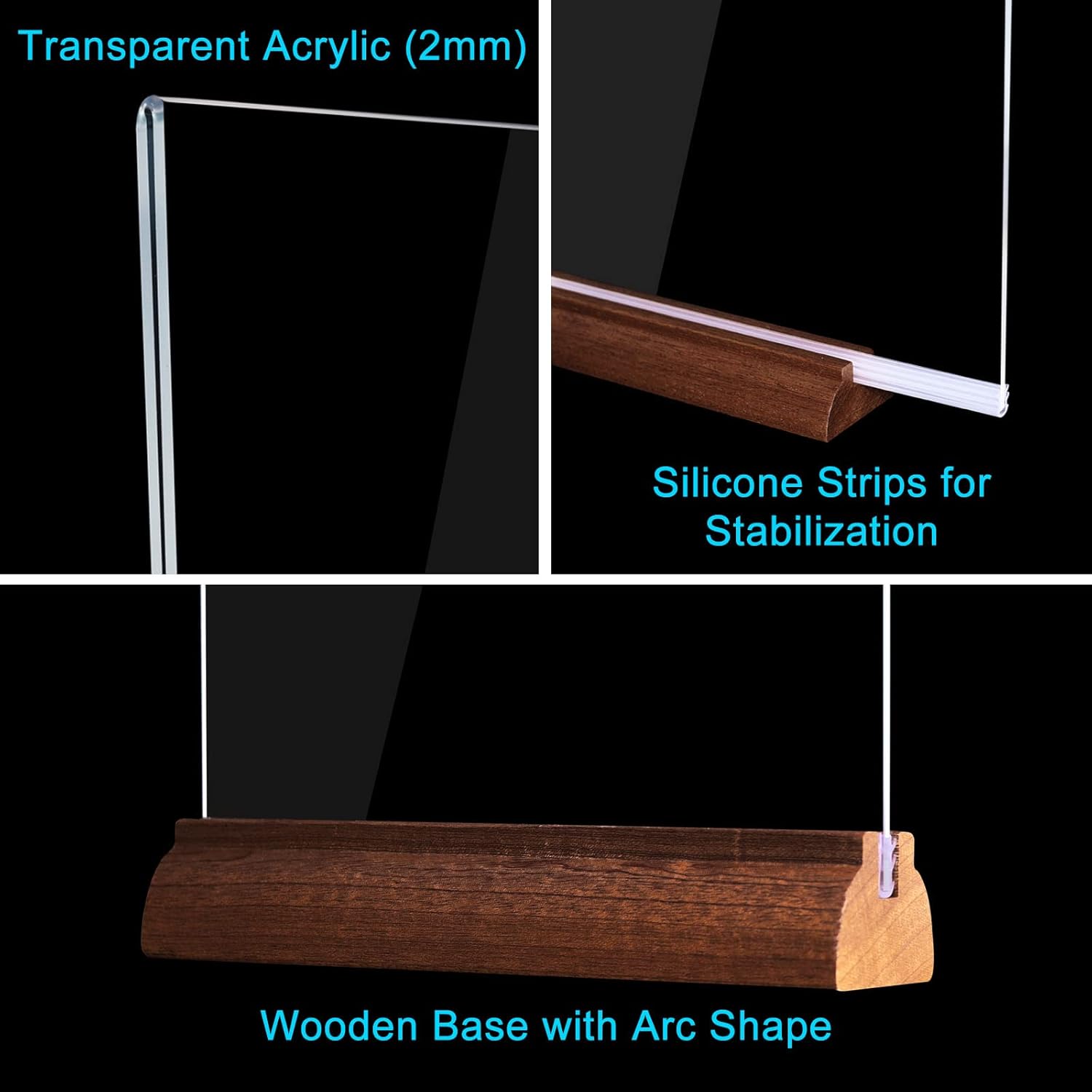 Thumbnail 3 de Lot de 8 présentoirs menu A4 Srvnpioy en acrylique et bois pour tables