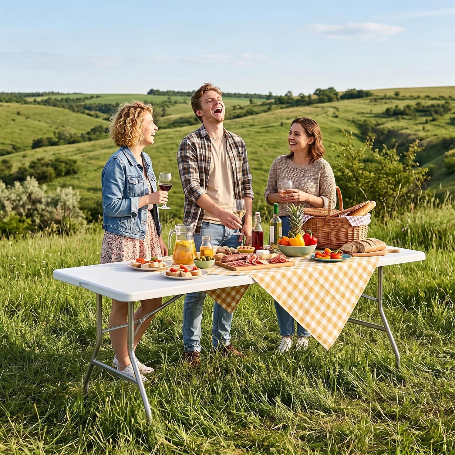 Detalle 2 de DUMOS DM-ZDZ-8FT-WT 8-Foot Folding Picnic Table, White HDPE Top