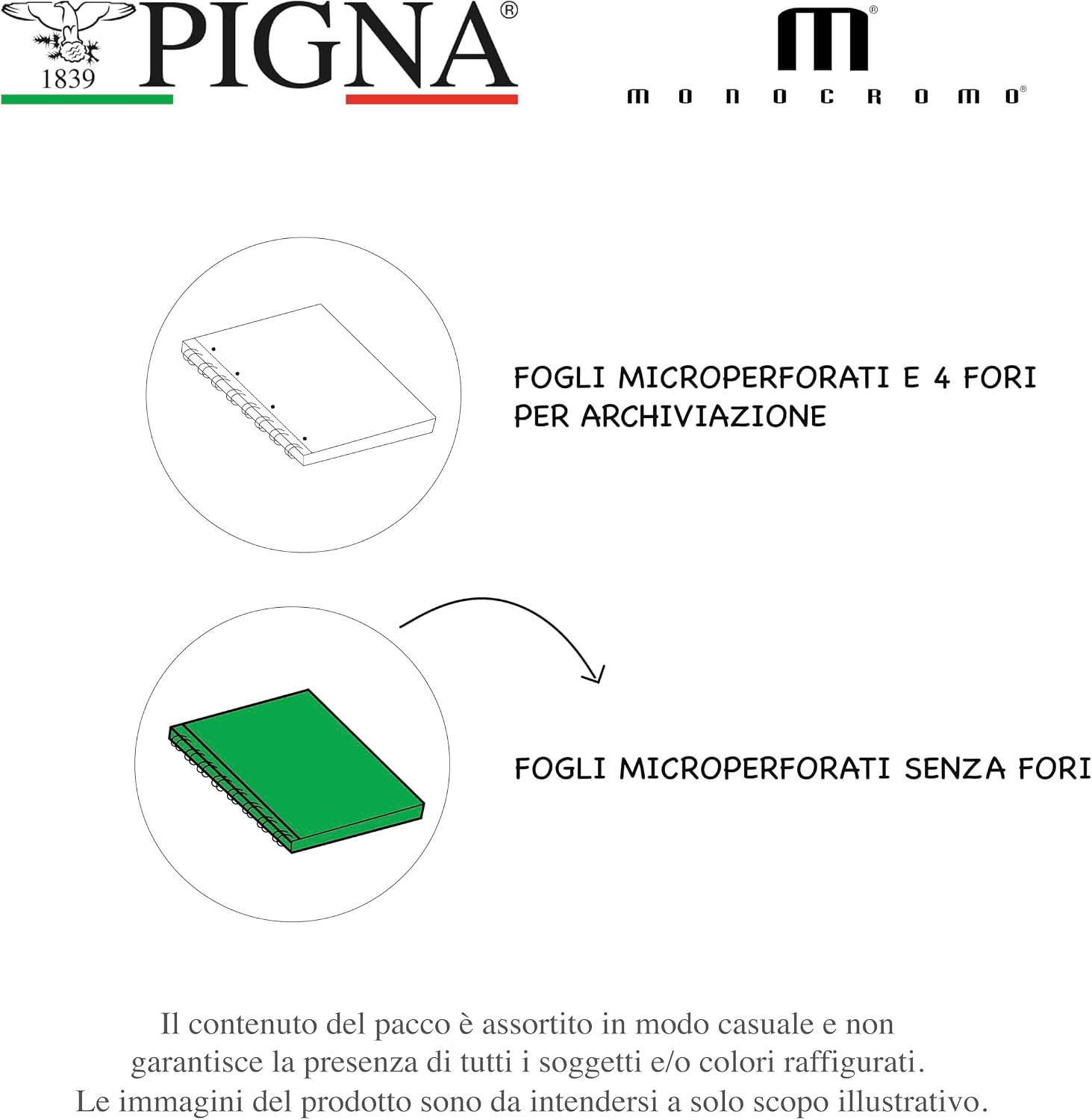 Thumbnail 2 de Pigna Confezione 5 Maxi Quaderni Spiralati A4 MONOCROMO – 5M quadretti 5mm, no fori, microperforazione