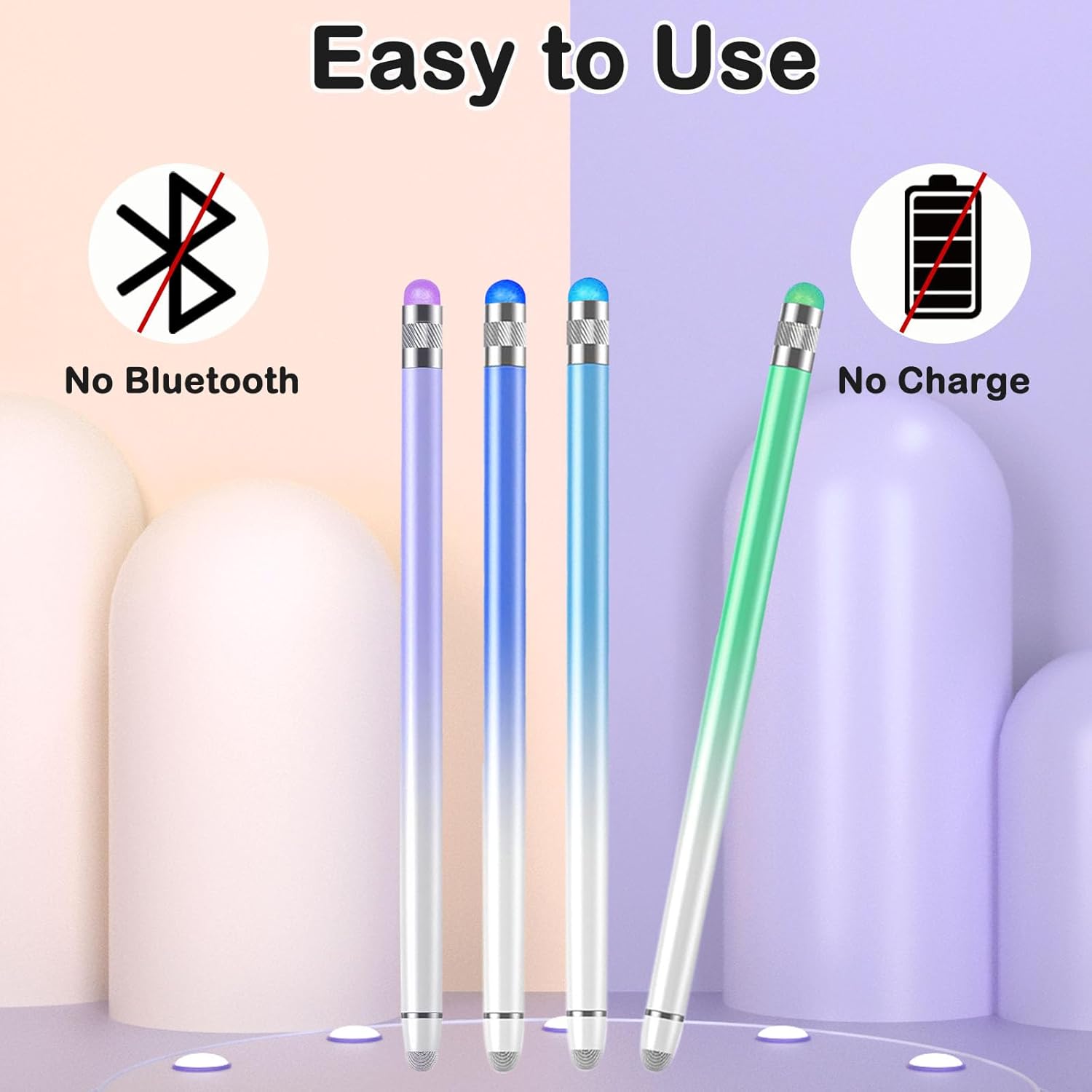 Thumbnail 5 de 4-Pack 2-in-1 Stylus Pens for Touch Screens (iPad Pencil 2-style) with 8 Extra Tips
