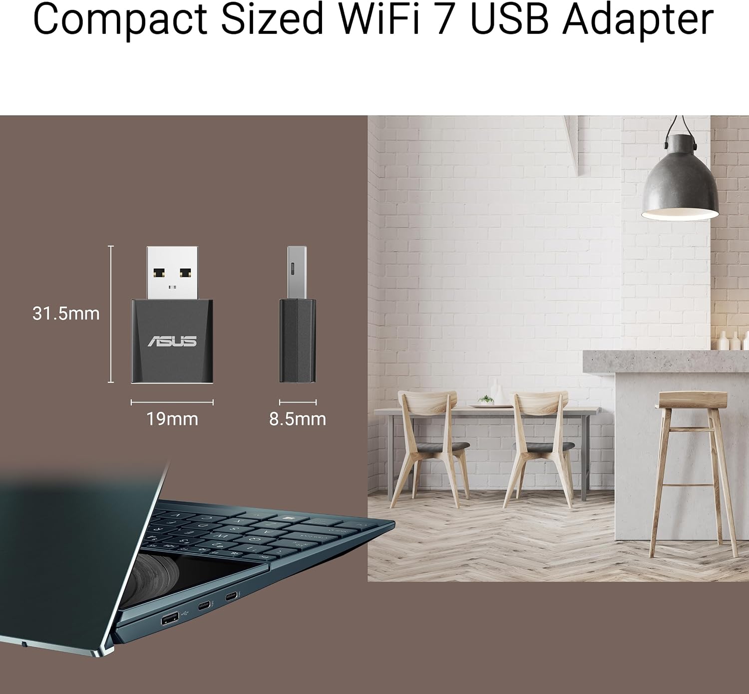 Detalle 2 de ASUS USB-BE92 Nano Wi‑Fi 7 Tri‑Band 6 GHz