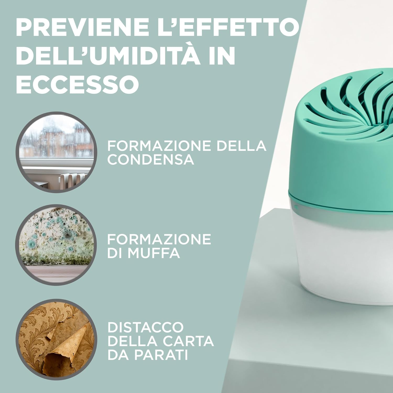 Thumbnail 5 de Ariasana Assorbiumidità Aero 360° Compact Turquoise Colour Collection: deumidificatore portatile 20 m²