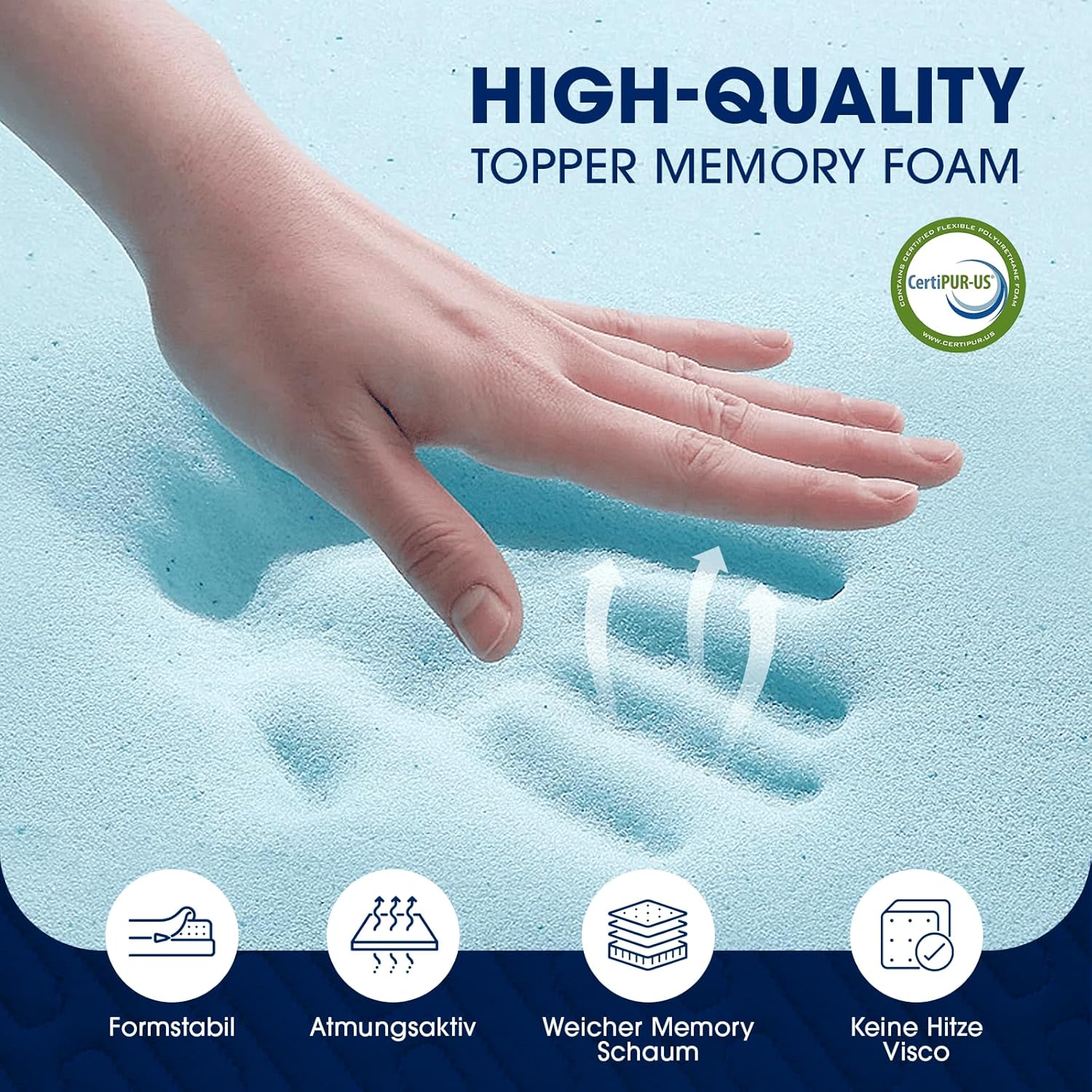 Detalle de DOPEDIO Memory Foam Topper 7,5 cm 180x200