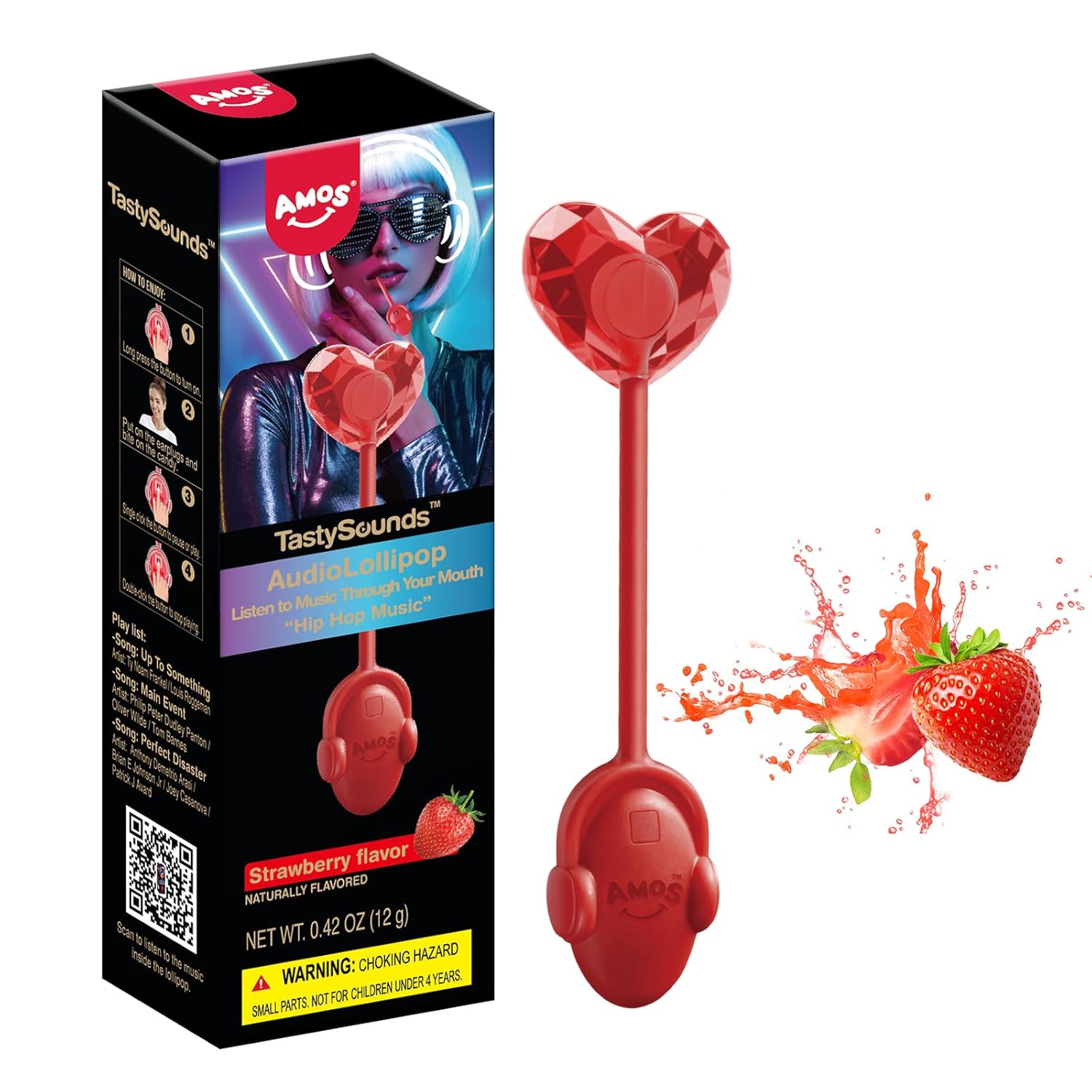 Thumbnail 2 de AMOS Lutscher Audio Lollipop Erdbeere – Musik-Lutscher 🍭