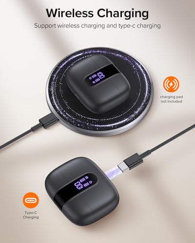 Detalle de TAGRY X08 True Wireless Earbuds: 60-Hour Playback, LED Power Display, and IPX5 Sweatproof Convenience