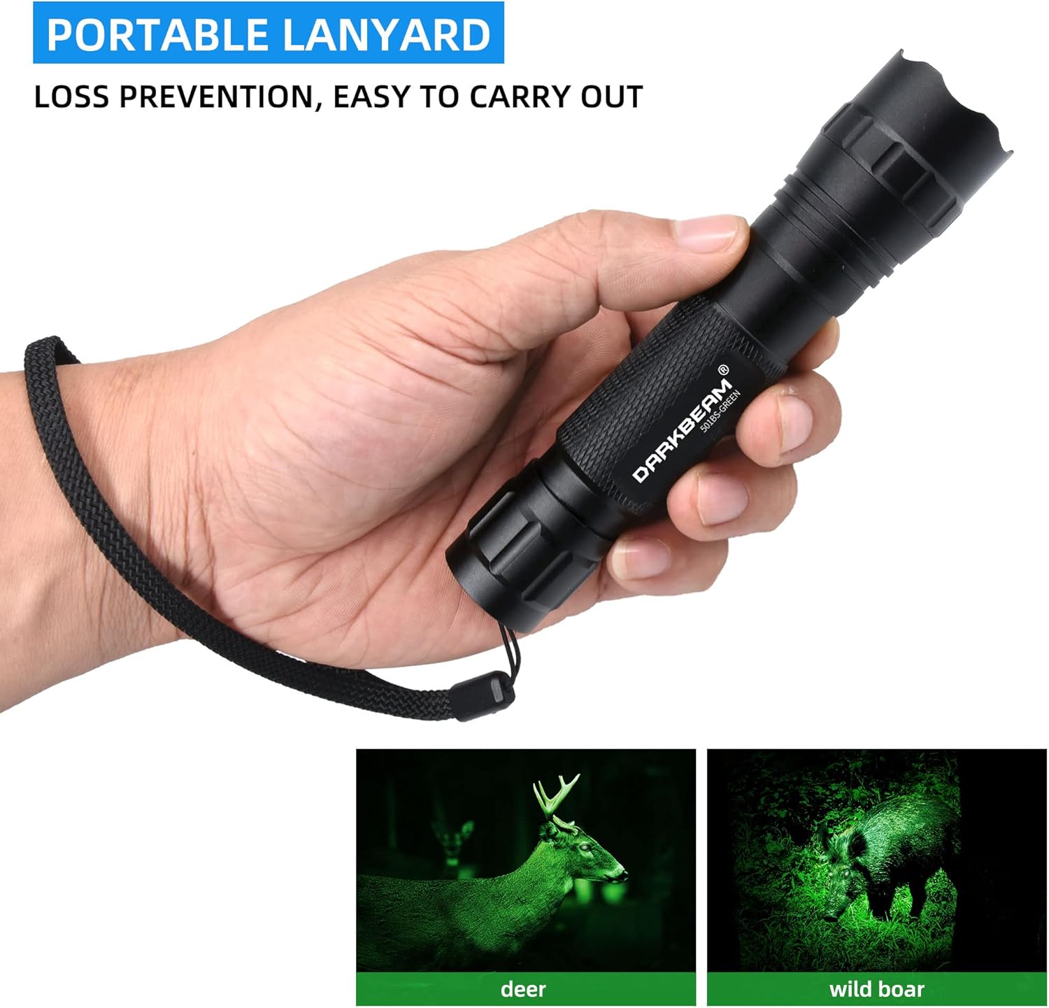 Thumbnail 3 de Darkbeam Torcia LED Verde USB ricaricabile: compagnia affidabile per caccia notturna, astronomia e emergenze