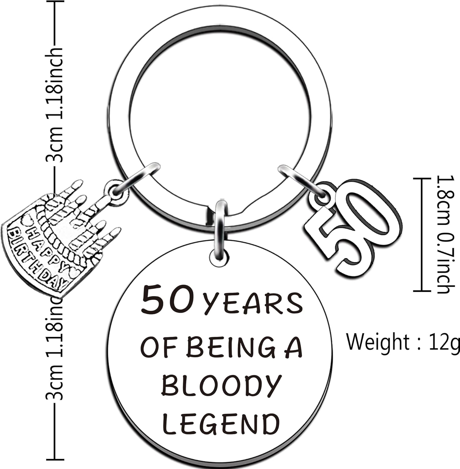 Thumbnail 1 de AMZQ Funny 50th Birthday Keyring: Being A Legend, Fifty & Fabulous