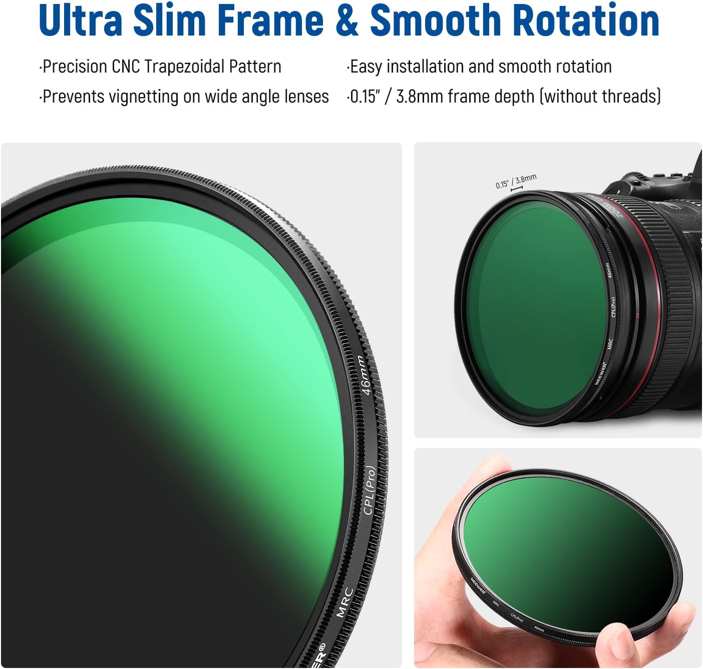 Thumbnail 5 de NEEWER Filtro Polarizzatore CPL 46 mm (30 strati) per ridurre i riflessi e migliorare contrasto e colori