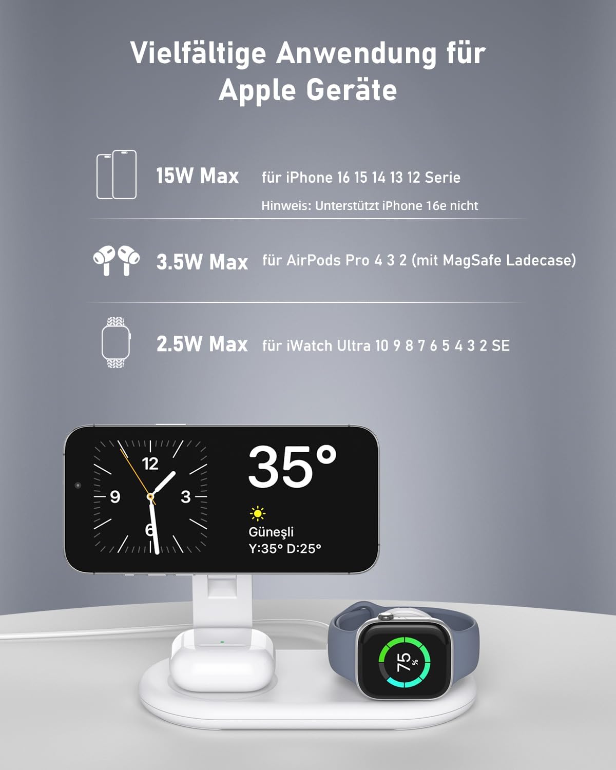 Thumbnail 6 de MagSafe 3‑in‑1 Ladestation 15W 🔌