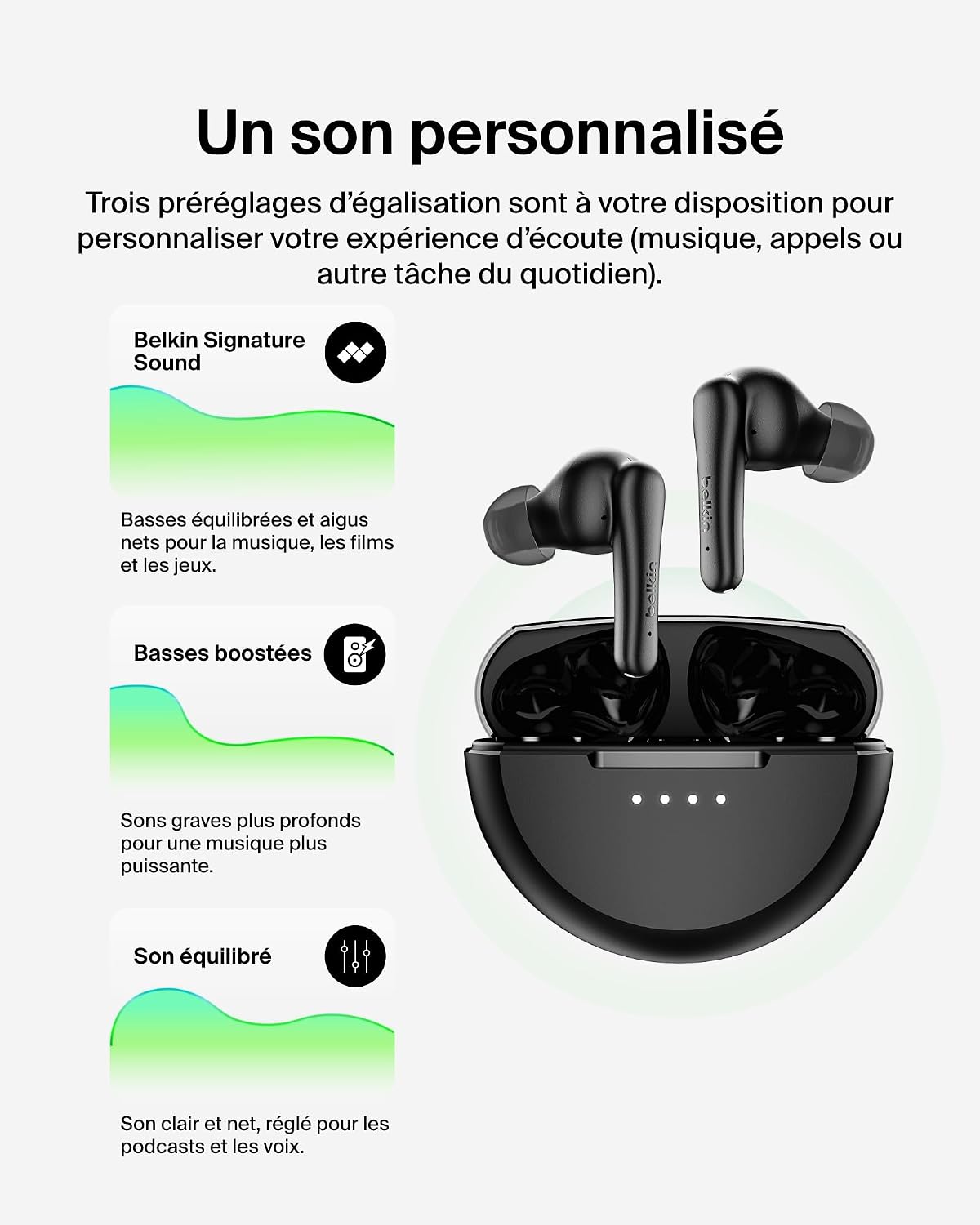Thumbnail 6 de Belkin SoundForm Rhythm True Wireless-oordopjes met ANC, multipoint en 28 uur batterijduur