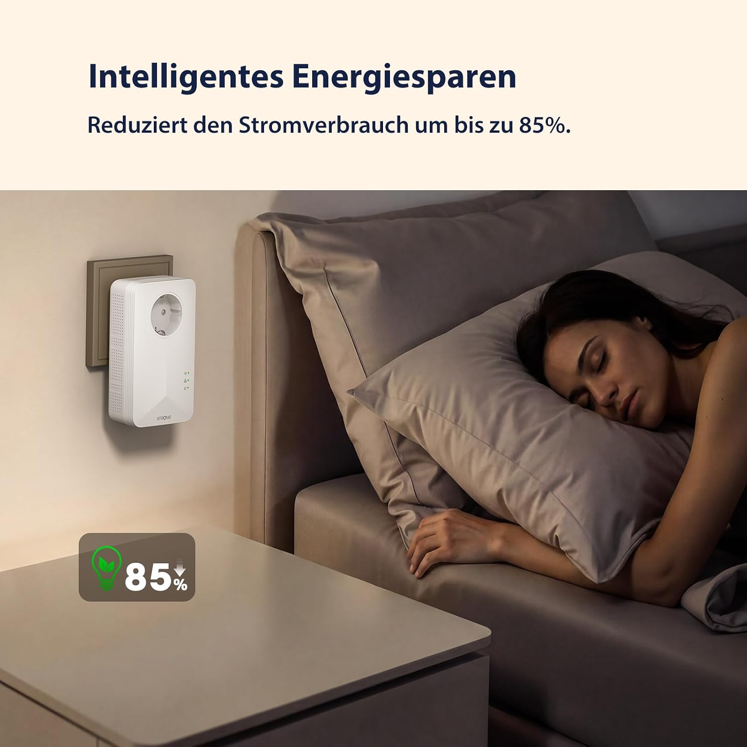 Detalle de STRONG AV1000 Powerline-Adapter-Set mit HomePlug AV2 – Gigabit LAN über die Stromleitung, Plug & Play