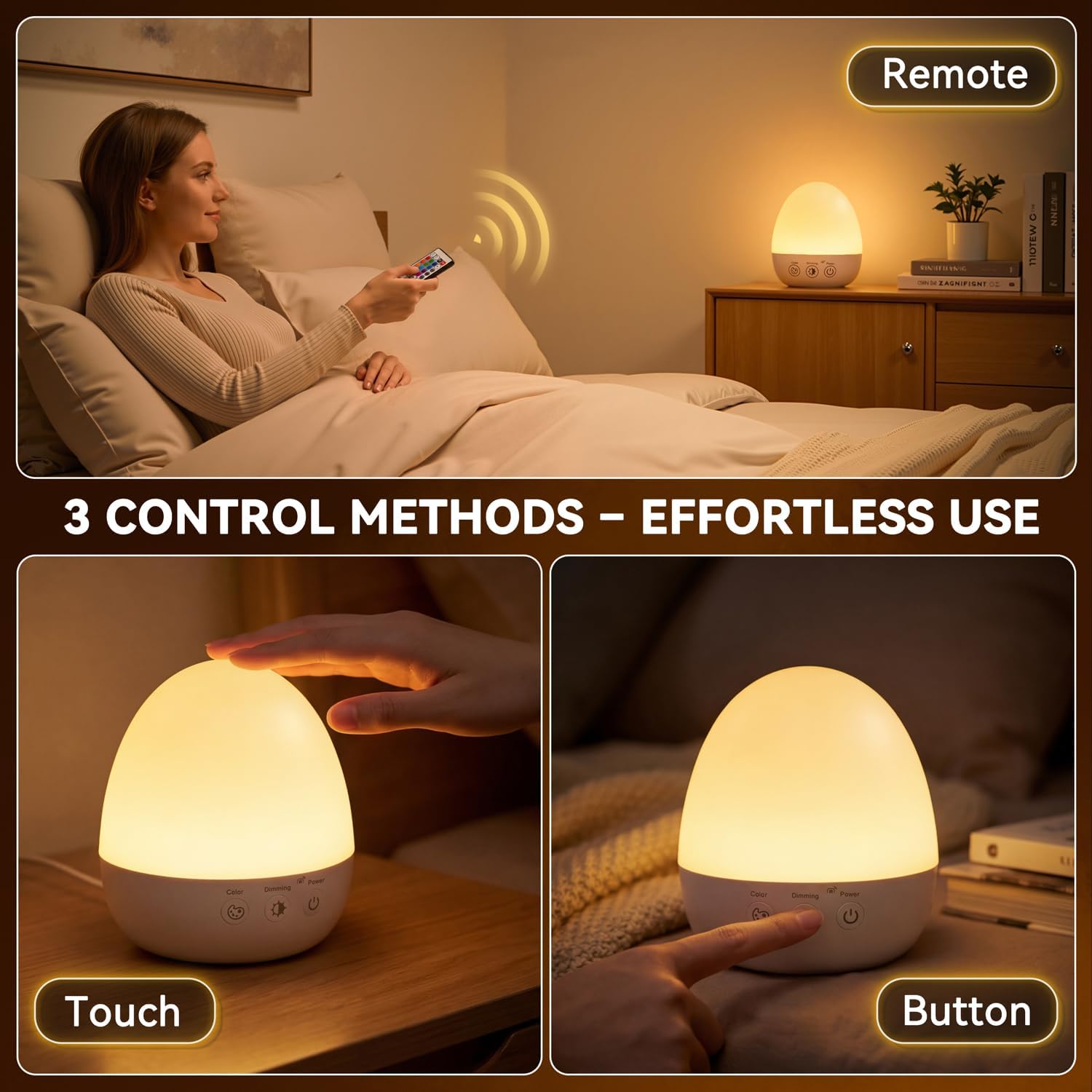 Thumbnail 4 de Auxmir Night Light for Kids: Egg Lamp for Baby Nursery with 3000mAh Battery, 13 Colours, 5 Modes, Remote & Timer