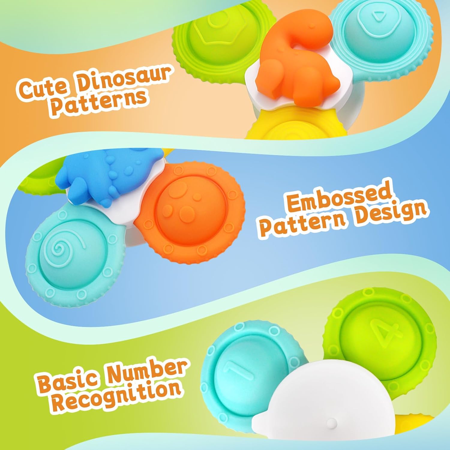 Thumbnail 1 de ECHOCUBE Suction Cup Spinner (3 pack) sensory bath toys for toddlers aged 3+