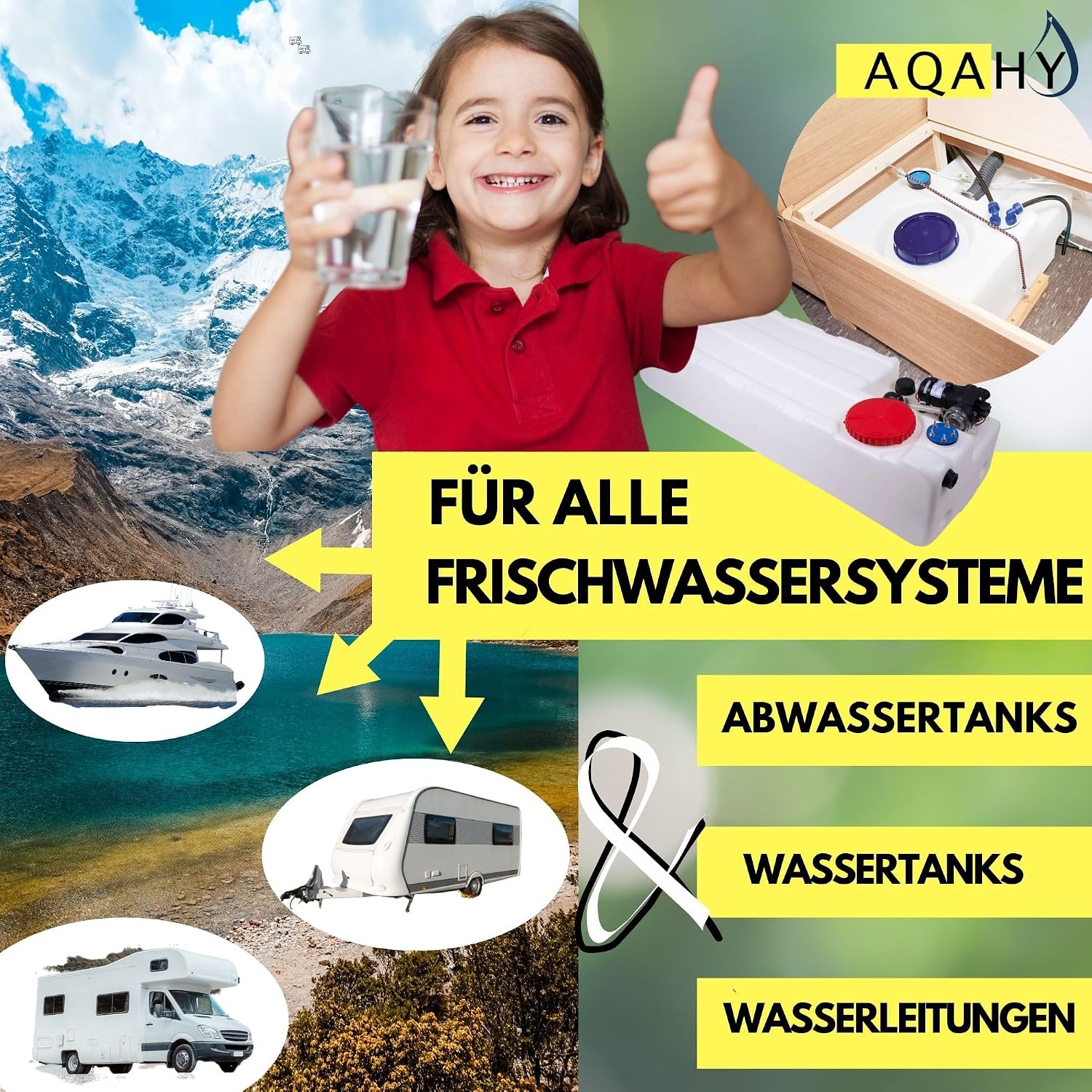 Thumbnail 1 de AQAHY Wassertank Reiniger Wohnmobil Oxi Clean (500 g) 2in1 – Frischwassertank-Reiniger & Entkalker mit Aktivsauerstoff