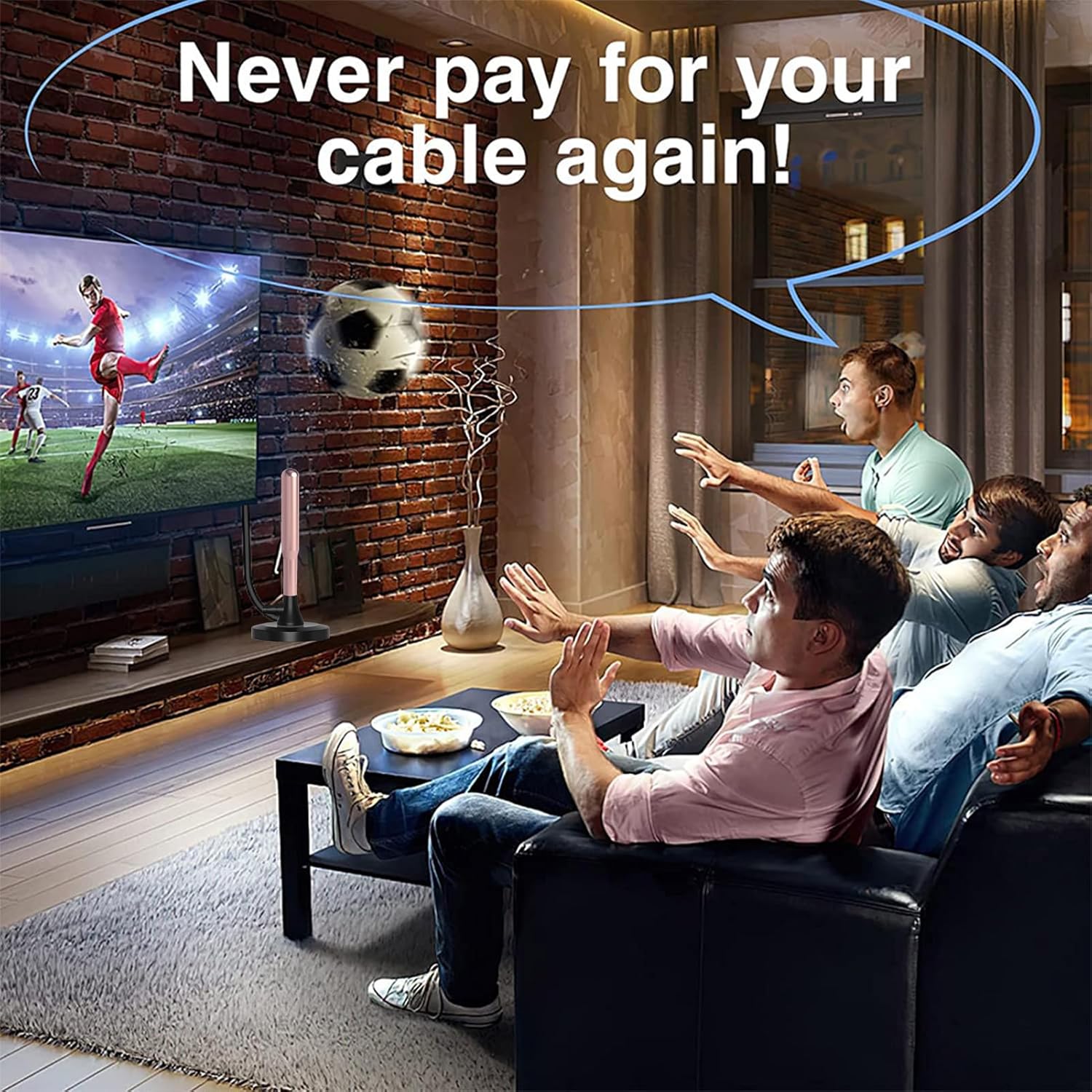 Detalle de TV Aerial - Freeview Digital TV Antenna Indoor with 300+ Miles Range (UK) (I)