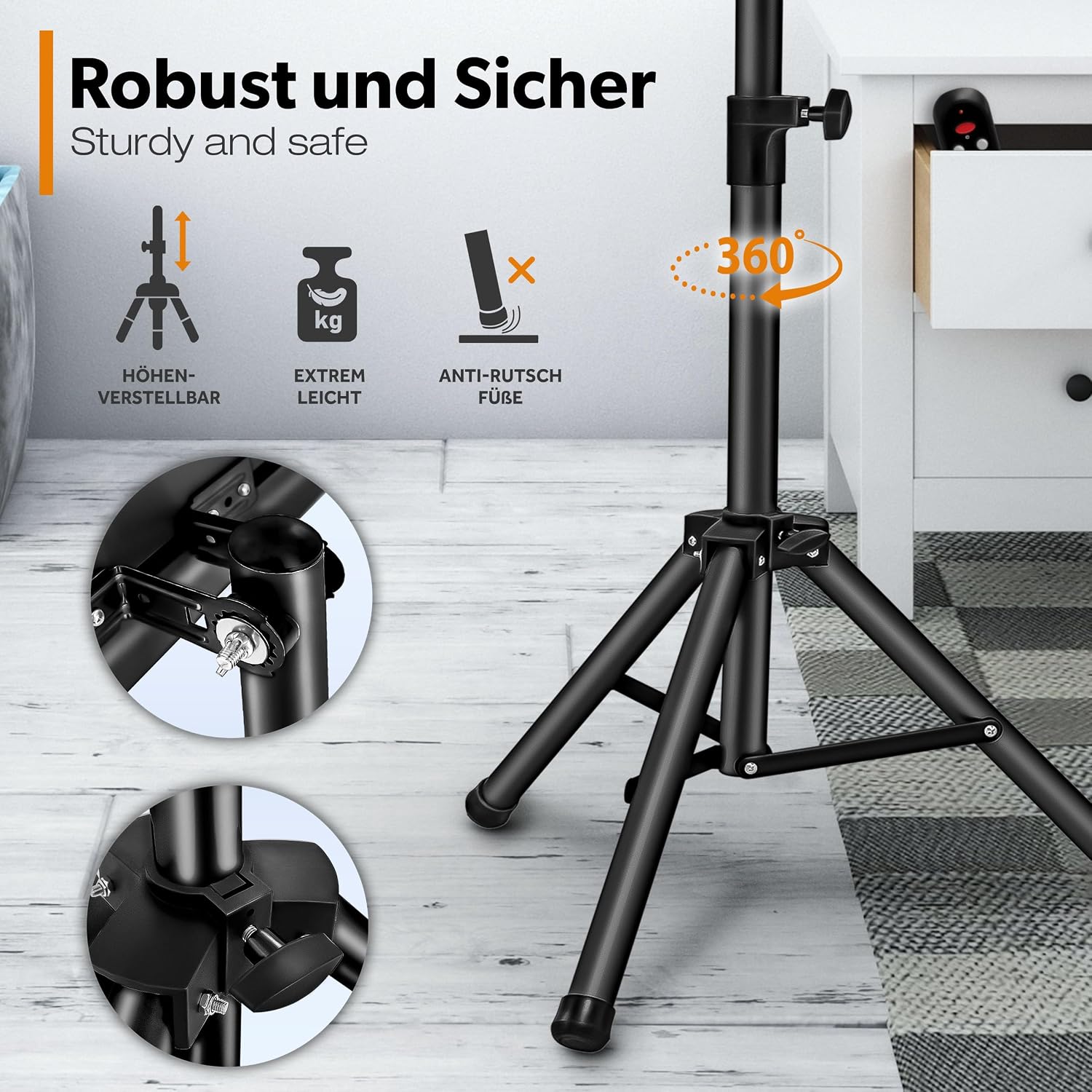 Detalle de TRESKO THSL-001 infrarood warmtestraler, 2500 W met afstandsbediening