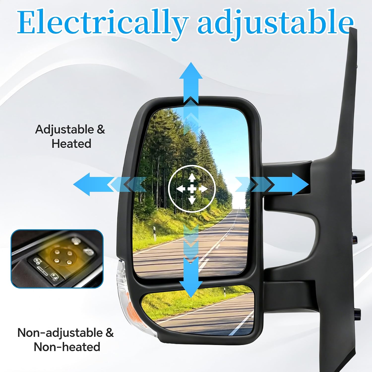 Detalle de Convitex Heated Passenger Left Side Door Wing Mirror with Signal Light for Renault Master III / Vauxhall Movano B
