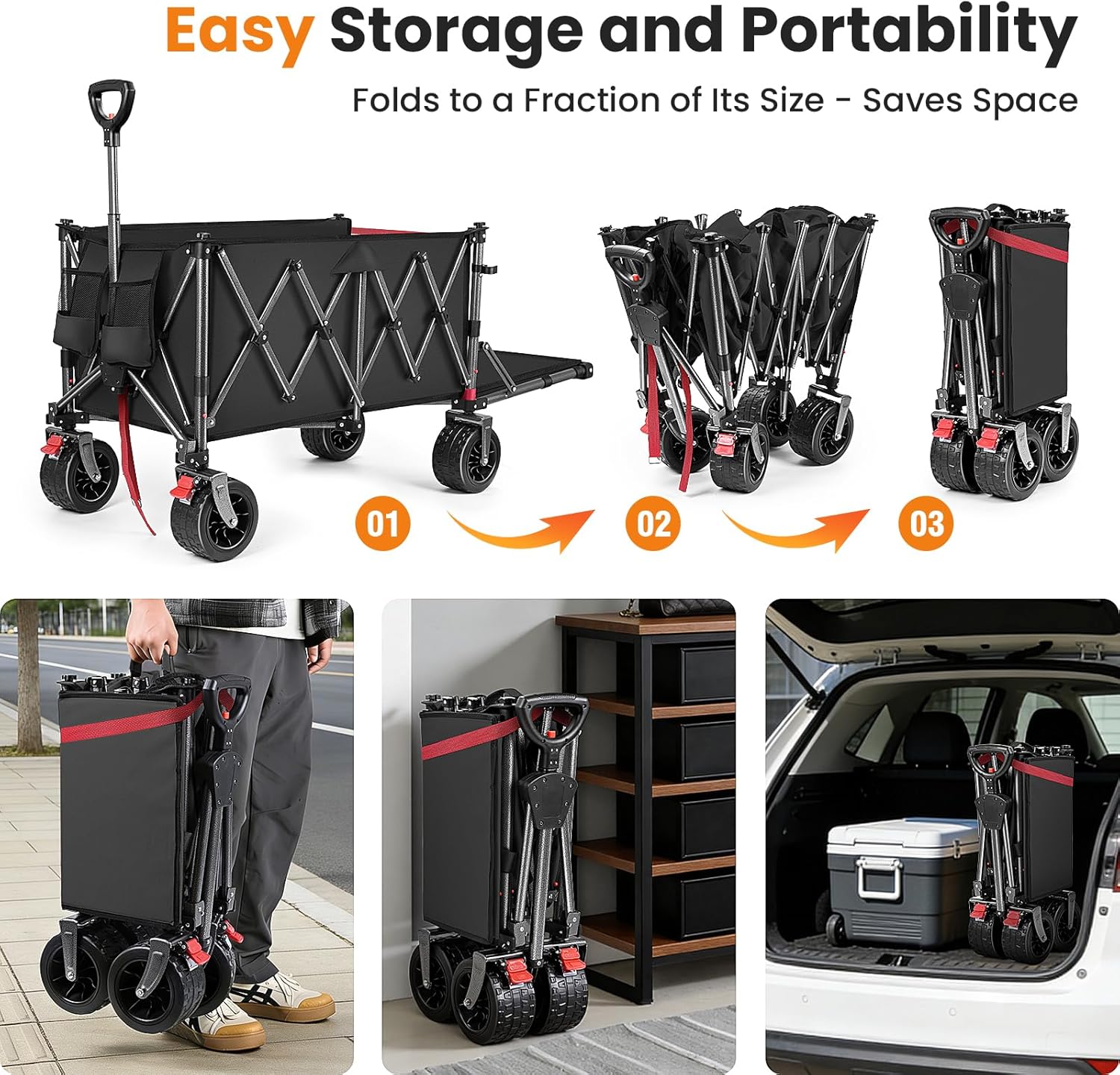 Thumbnail 4 de YEAUPE PRO 300L Festival Trolley on Wheels (Foldable Heavy Duty Camping Cart) – Rear-Opening Design