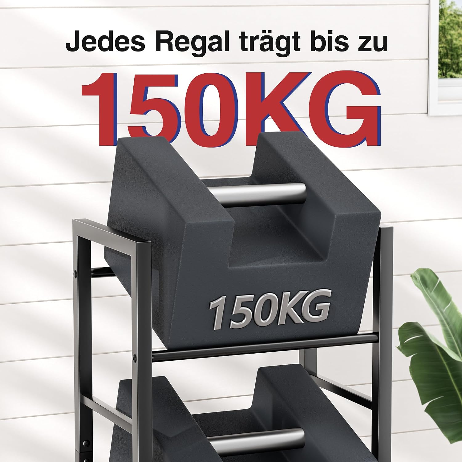 Detalle 2 de jockcaras Getränkekistenregal für 3 Kisten – robustes, platzsparendes Metallregal in Schwarz