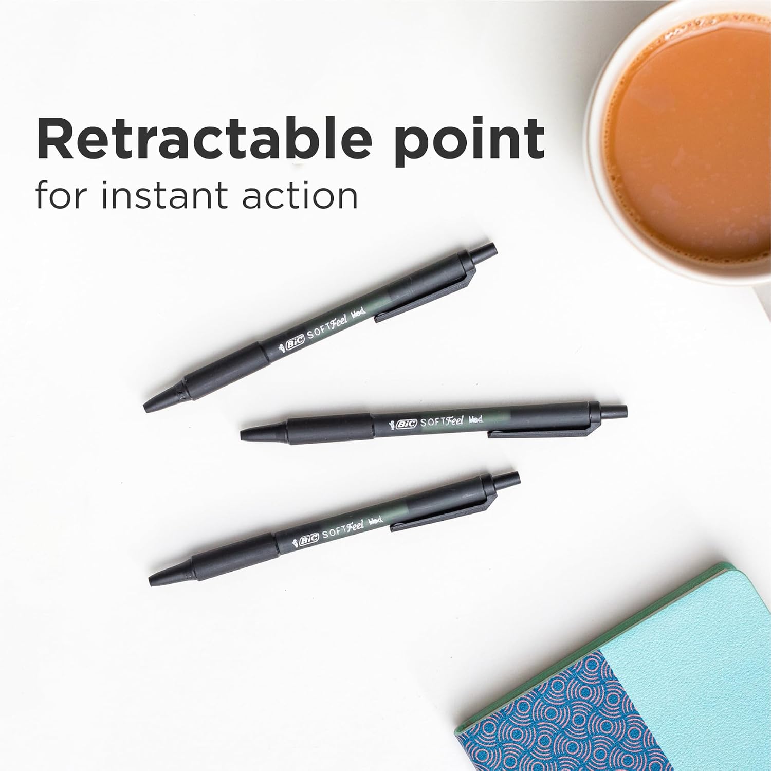 Thumbnail 1 de BIC Soft Feel Ballpoint Pens, 1.0 mm Medium Point, Black Barrel — Box of 36 (Amazon Exclusive)