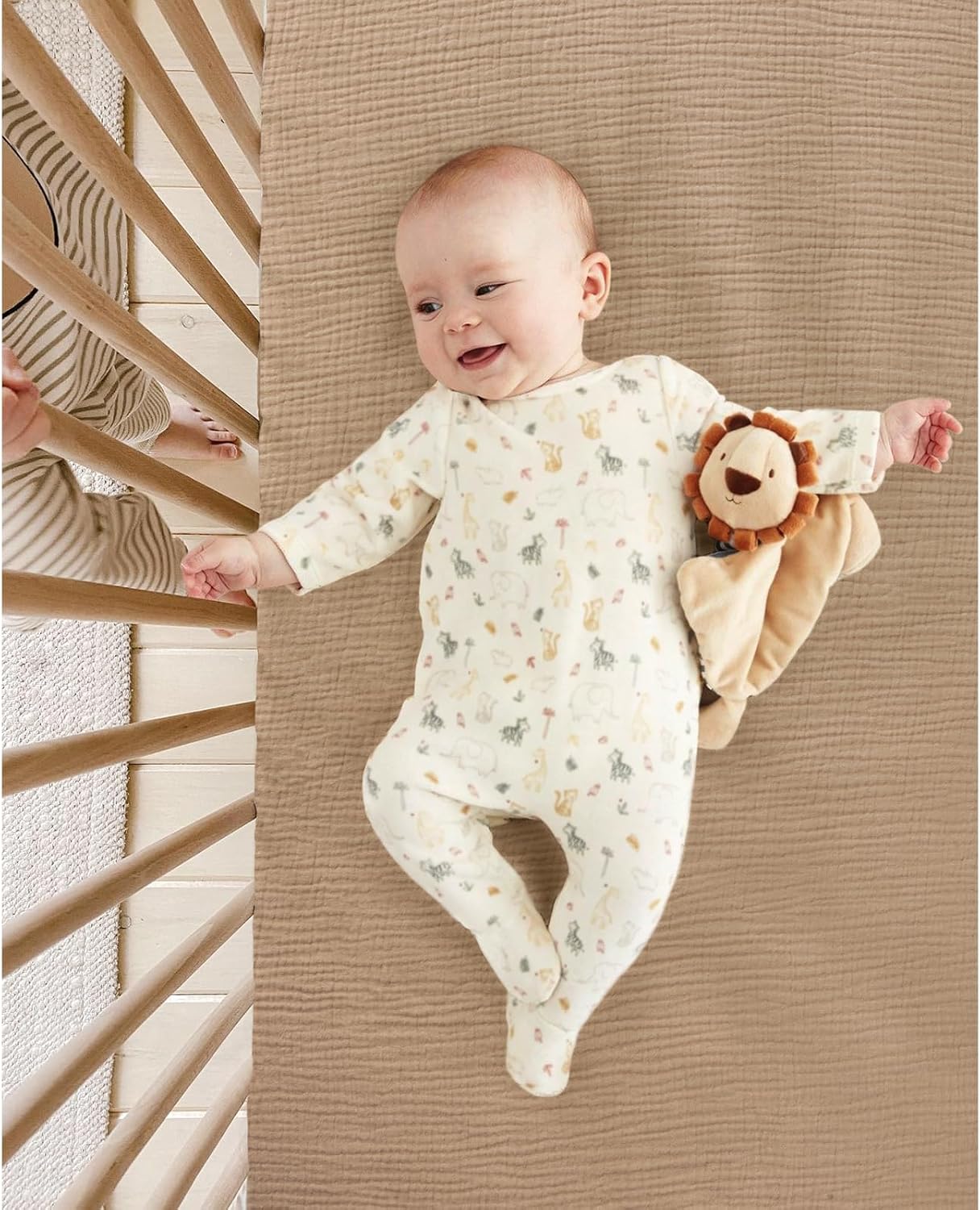 Detalle de lulumoon CB Muslin Cotton Crib Sheets, 2-Pack, 100% Cotton, Easterbunny Print