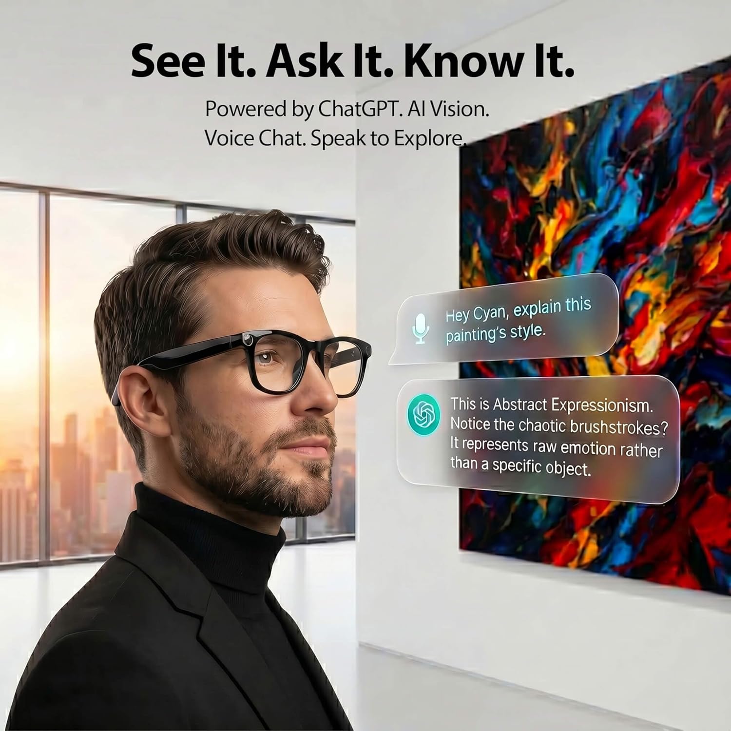 Thumbnail 4 de EarlySincere Smart Glasses with 8MP 4K POV Camera, Bluetooth Audio, and AI Assistant