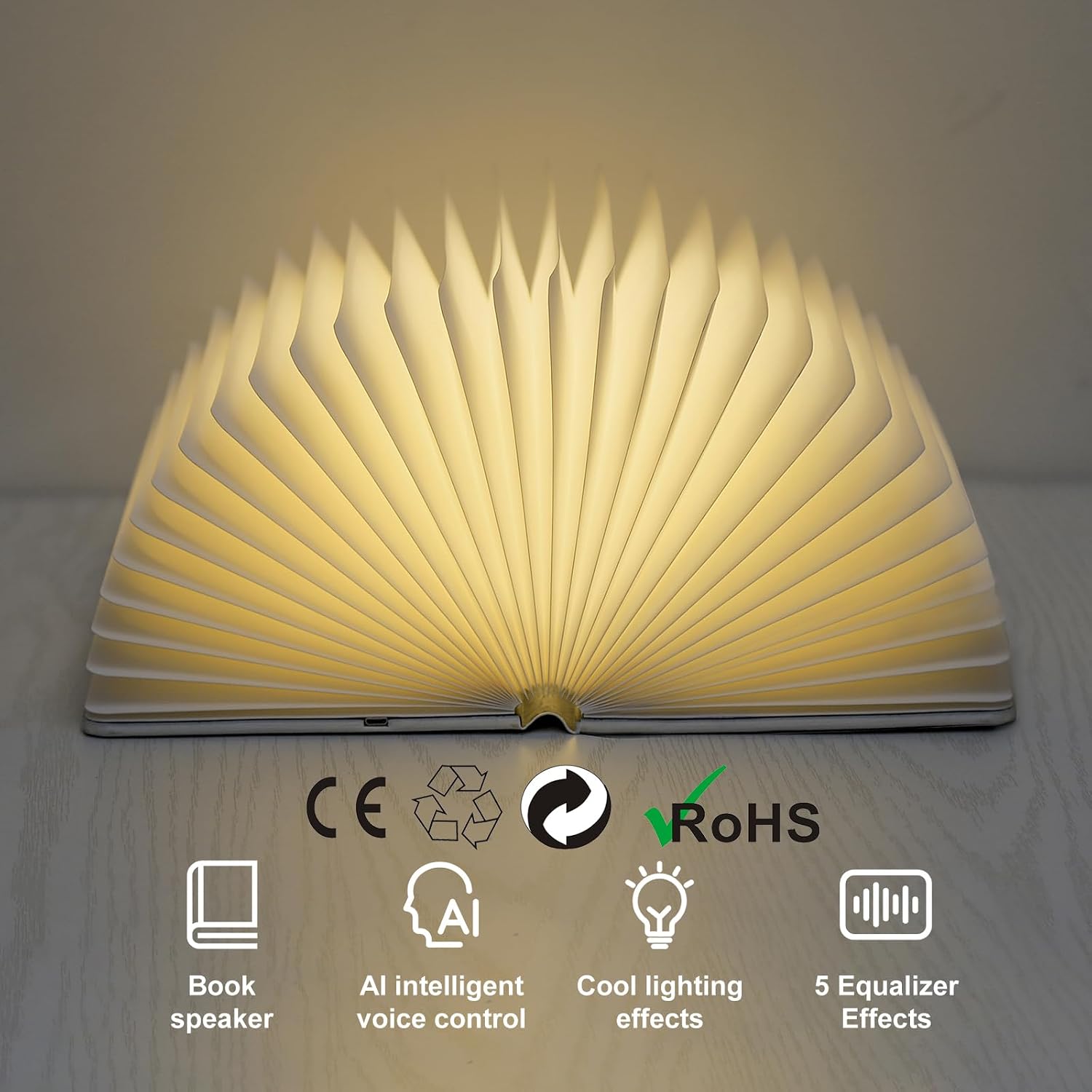 Detalle de QXMGCBOK 3D Drachen-Relief Bluetooth-Buchlautsprecher mit Nachtlicht – tragbar & drehbar