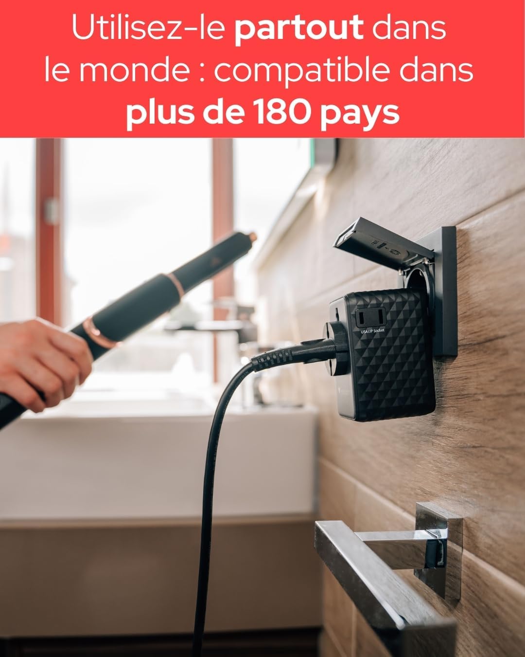 Thumbnail 5 de Verbatim Adaptateur de voyage GaN 170W 6-en-1 universel avec 3 USB-C, 1 USB-A et 2 prises USA/JP