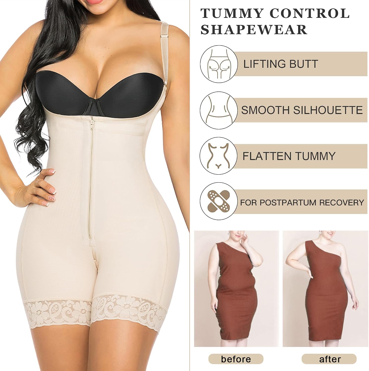 Thumbnail 6 de YIANNA Colombian Shapewear Bodysuit with Moderate Compression and Open Crotch