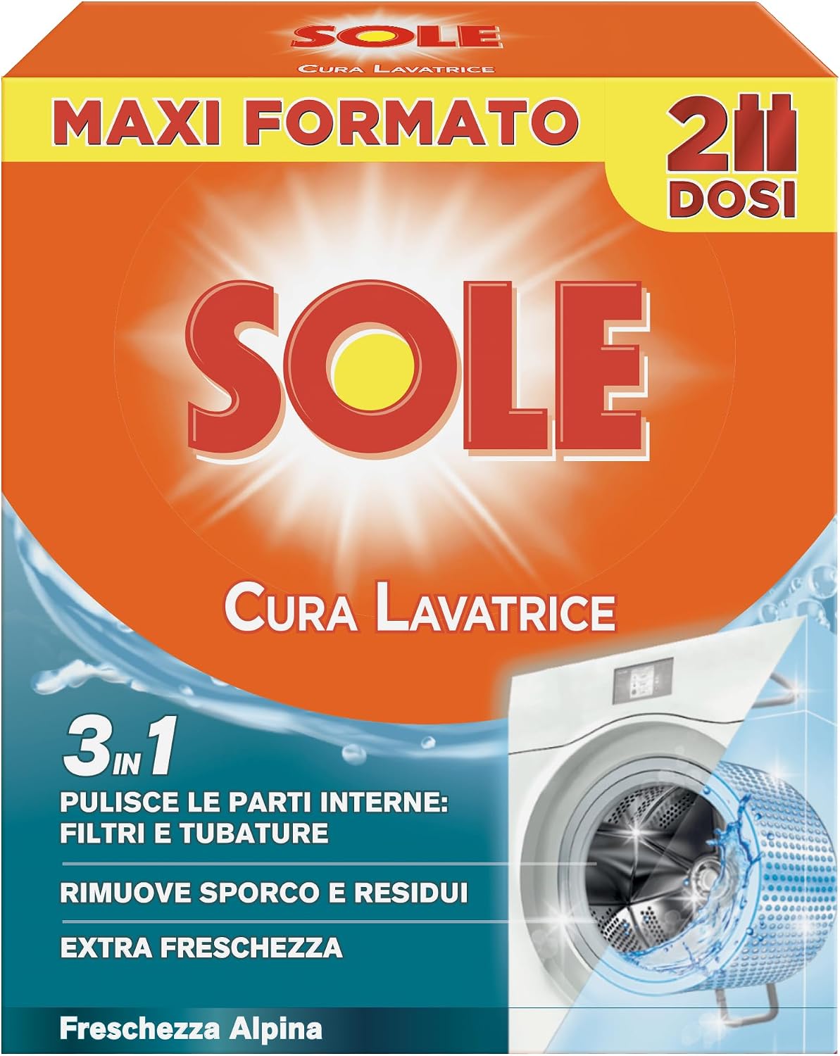 Detalle de Sole Cura Lavatrice Freschezza Alpina – Confezione da 2×250 ml: pulizia e profumo per la lavatrice